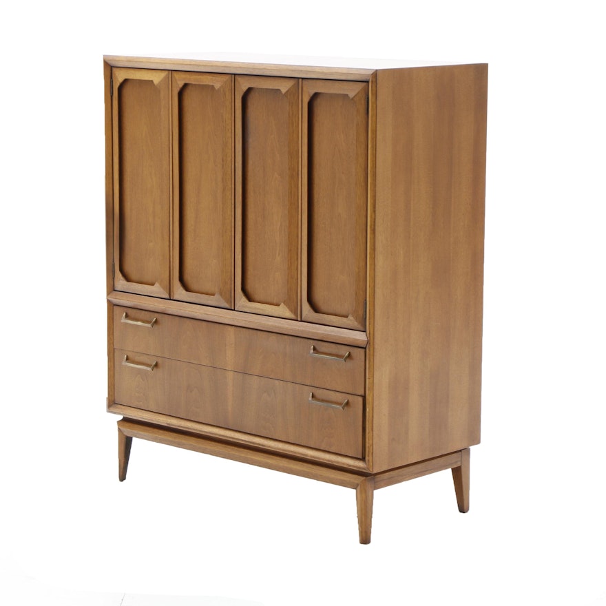 Mid Century Style Broyhill Premier "Facet Collection" Highboy in Walnut