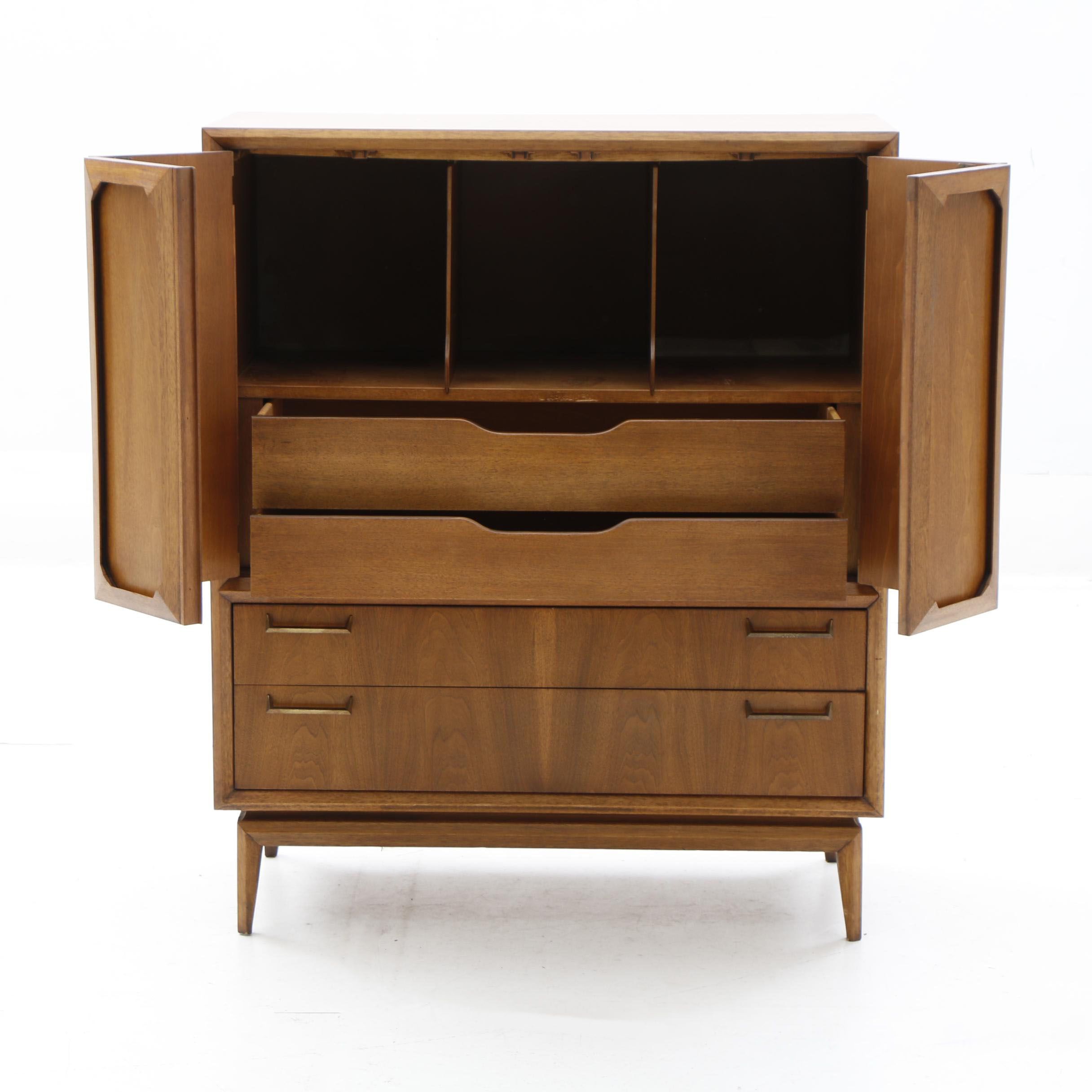 Mid Century Style Broyhill Premier "Facet Collection" Highboy in Walnut