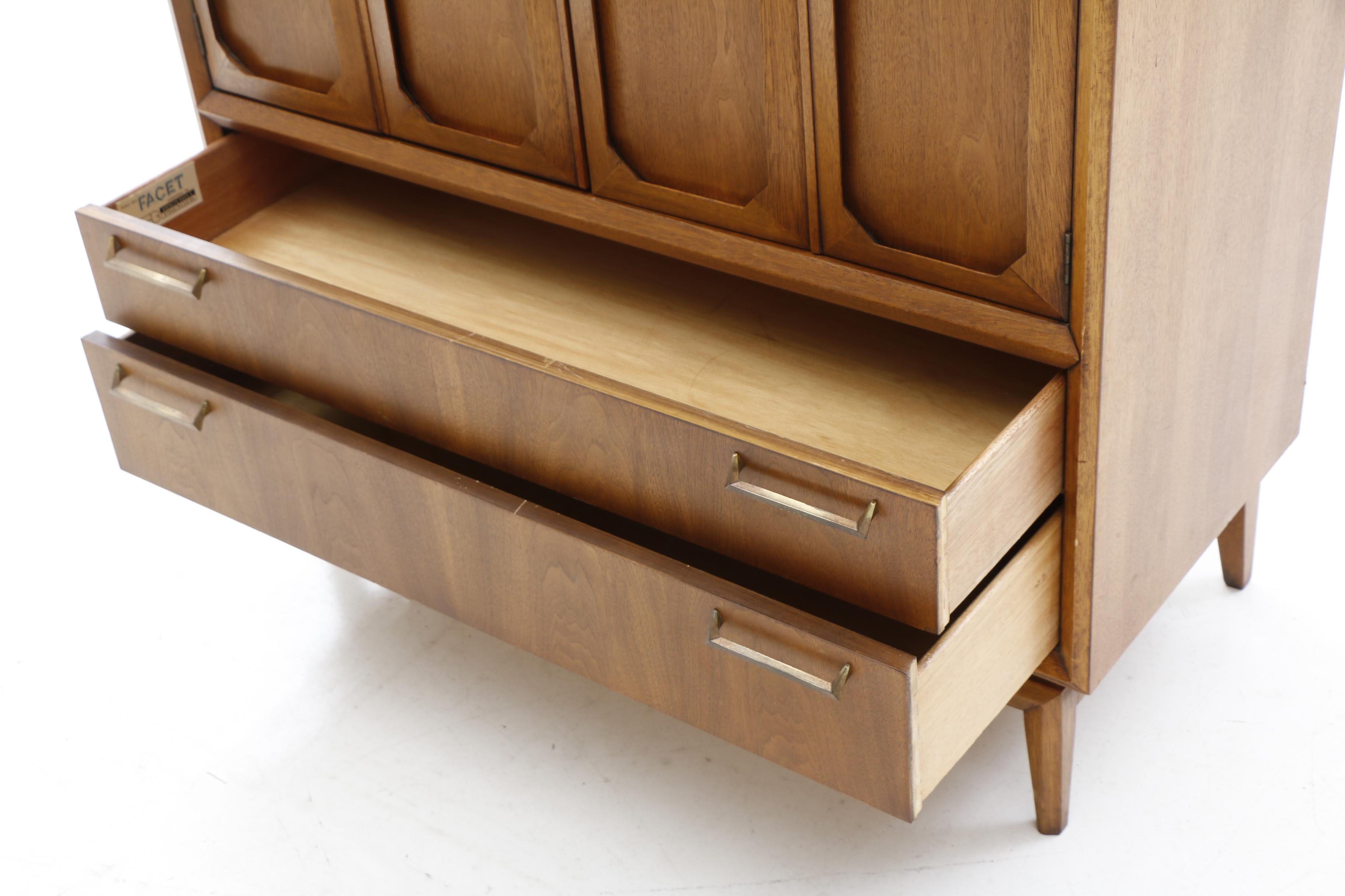 Mid Century Style Broyhill Premier "Facet Collection" Highboy in Walnut