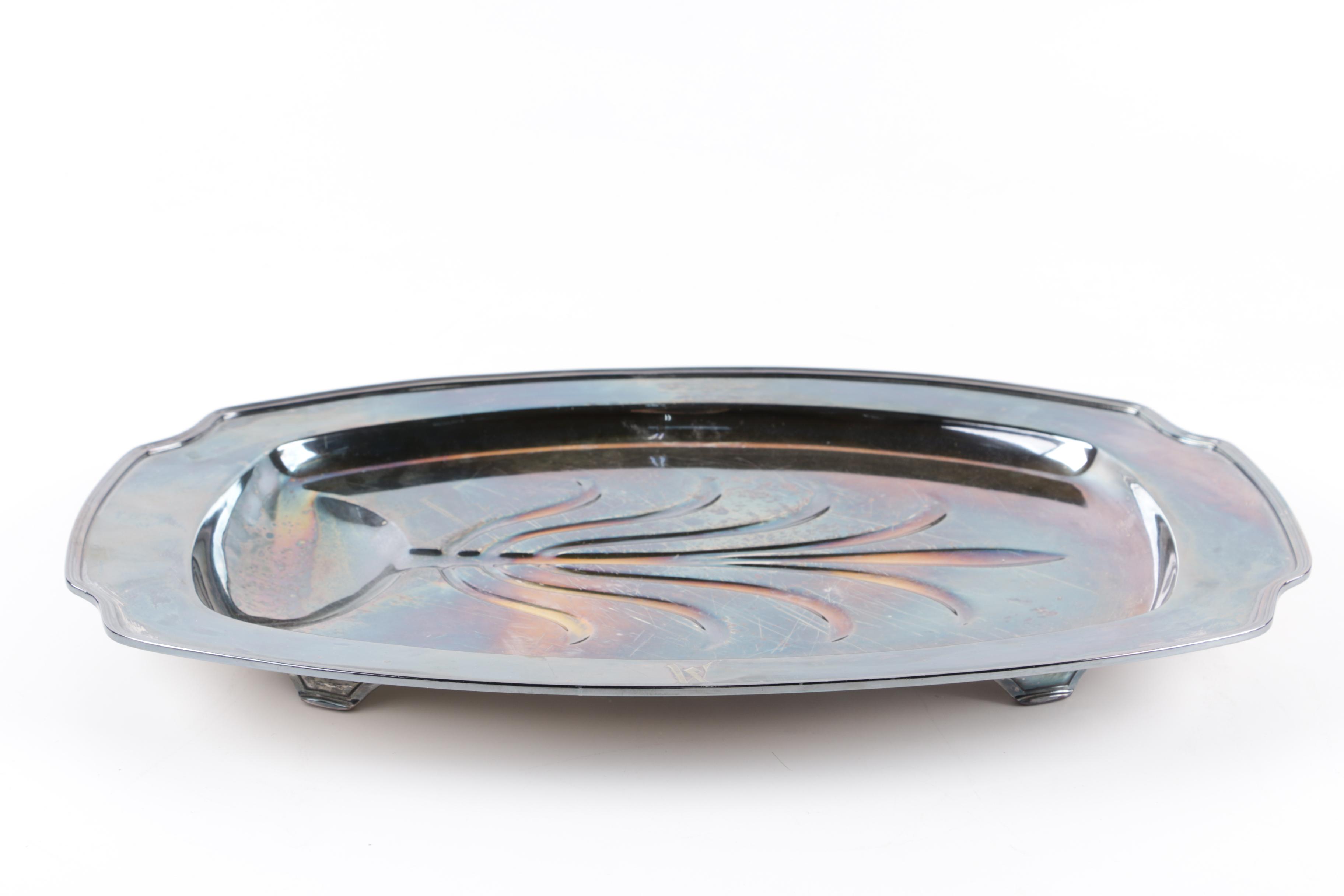 Graff, Washbourne & Dunn Sterling Overlaid Trivet with Silver Plate Serveware