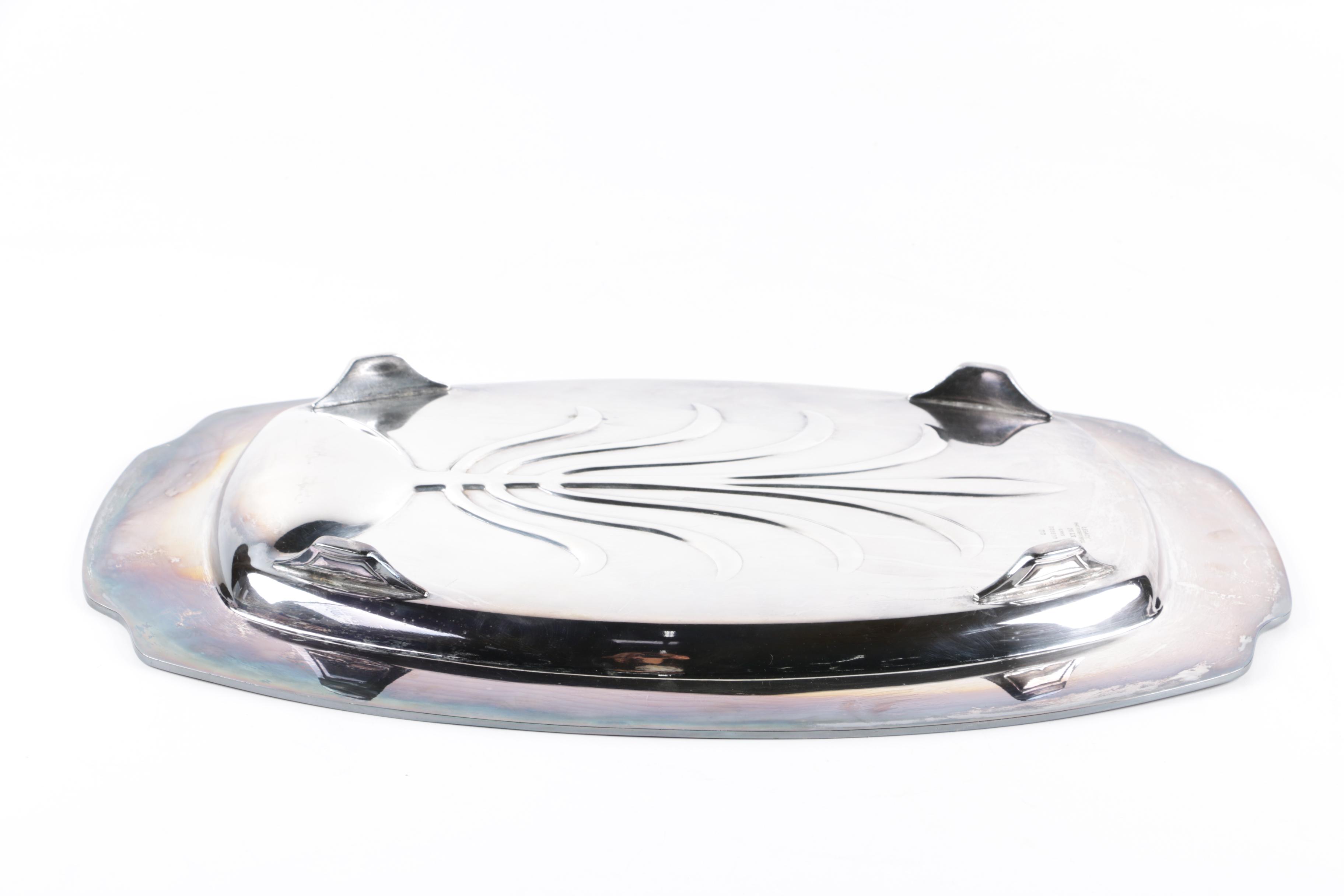 Graff, Washbourne & Dunn Sterling Overlaid Trivet with Silver Plate Serveware