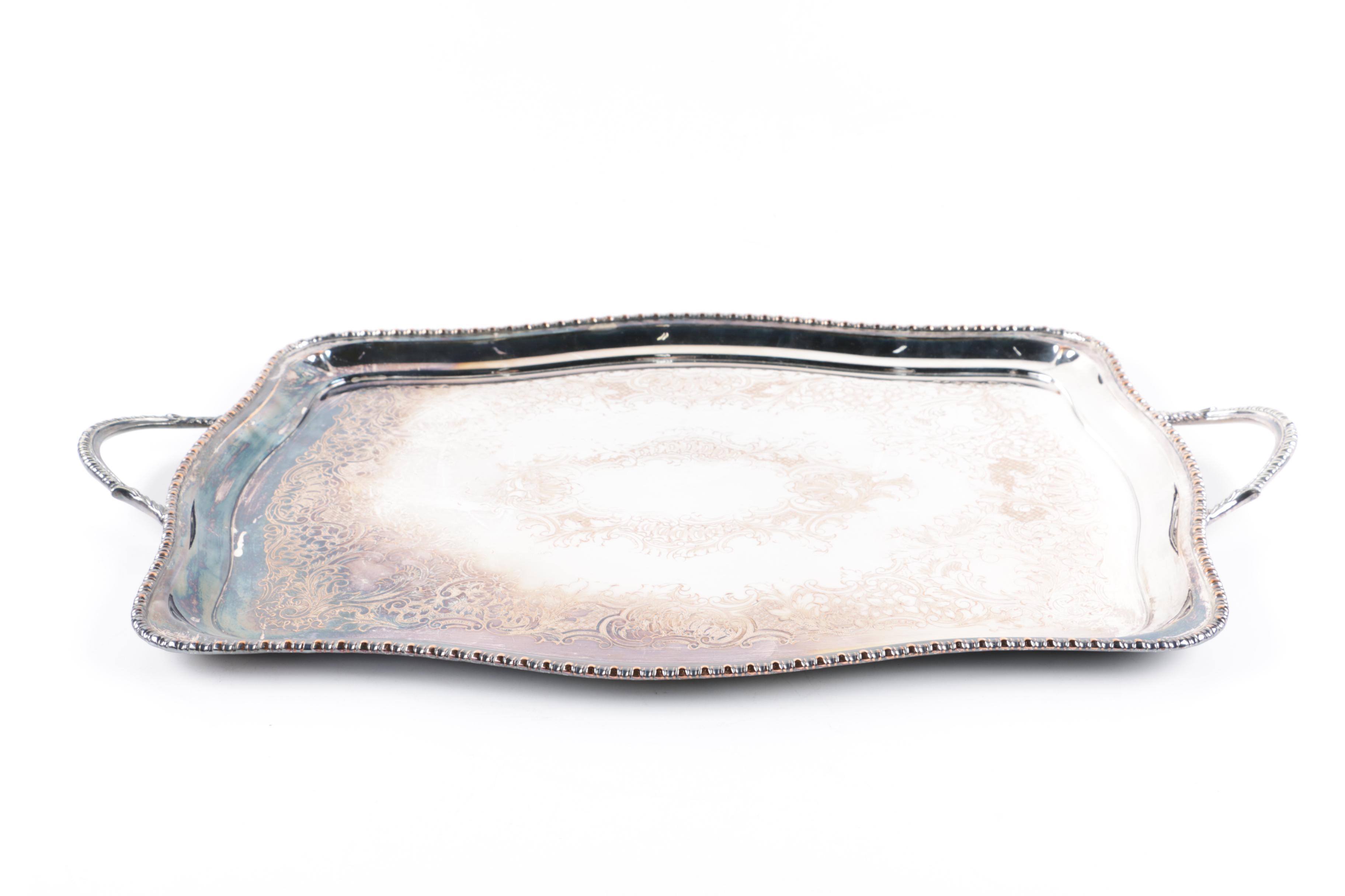 Graff, Washbourne & Dunn Sterling Overlaid Trivet with Silver Plate Serveware