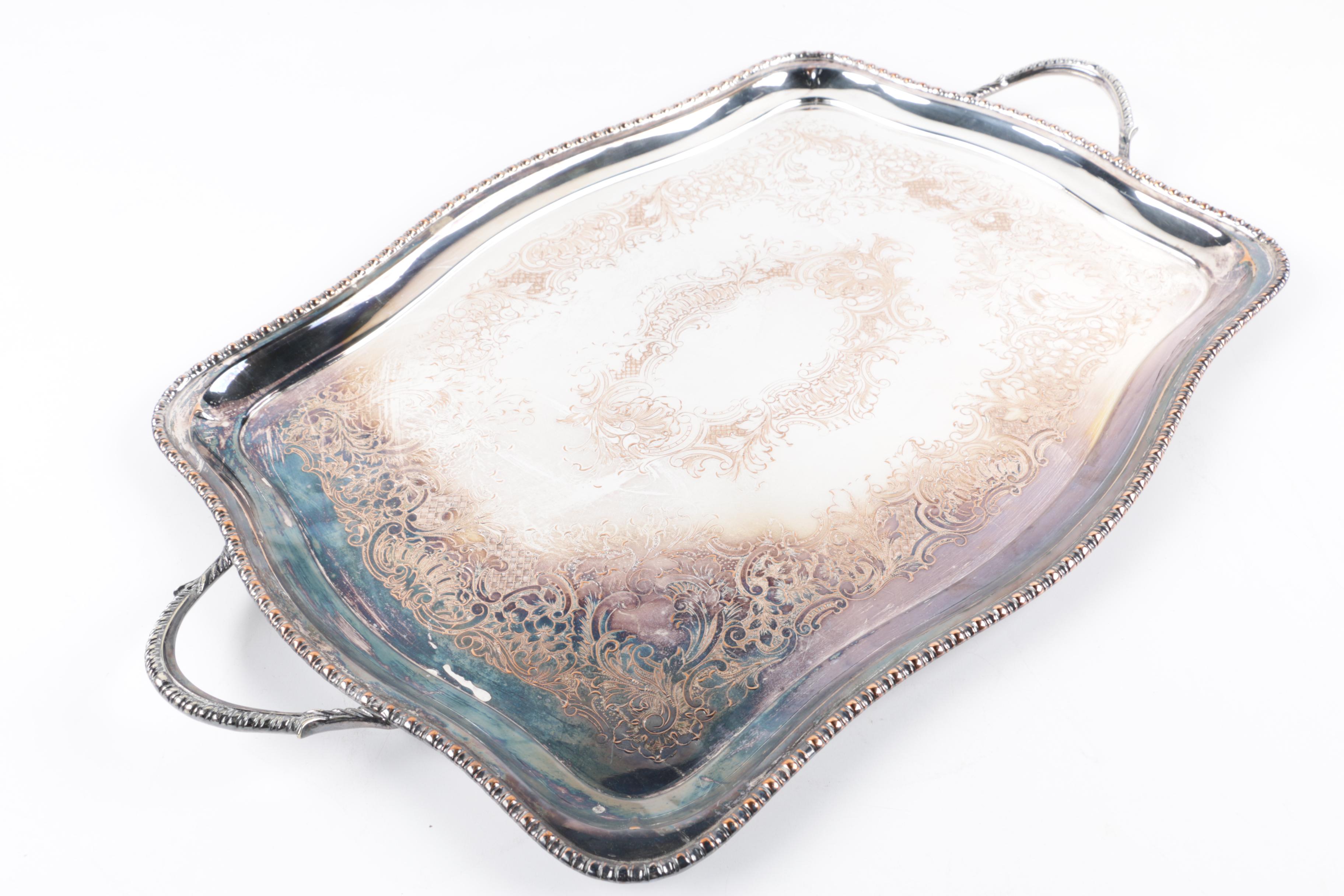 Graff, Washbourne & Dunn Sterling Overlaid Trivet with Silver Plate Serveware