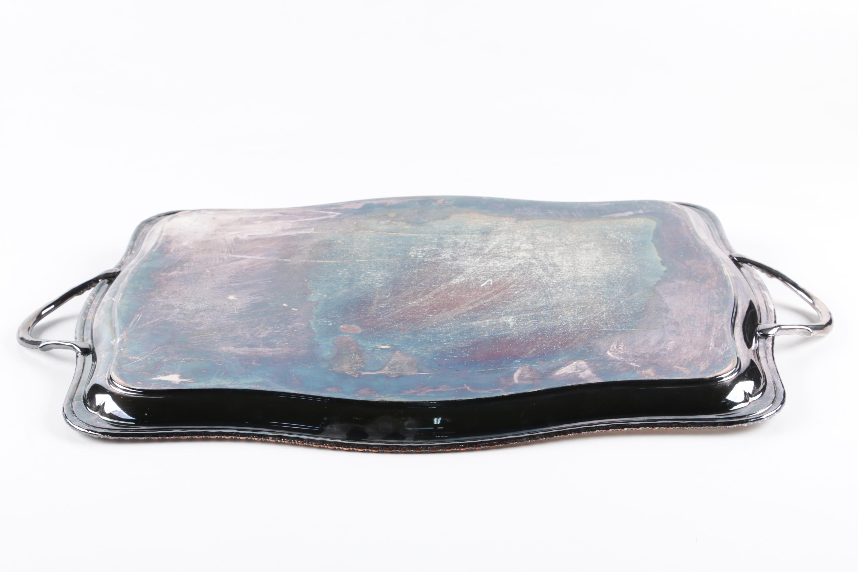 Graff, Washbourne & Dunn Sterling Overlaid Trivet with Silver Plate Serveware