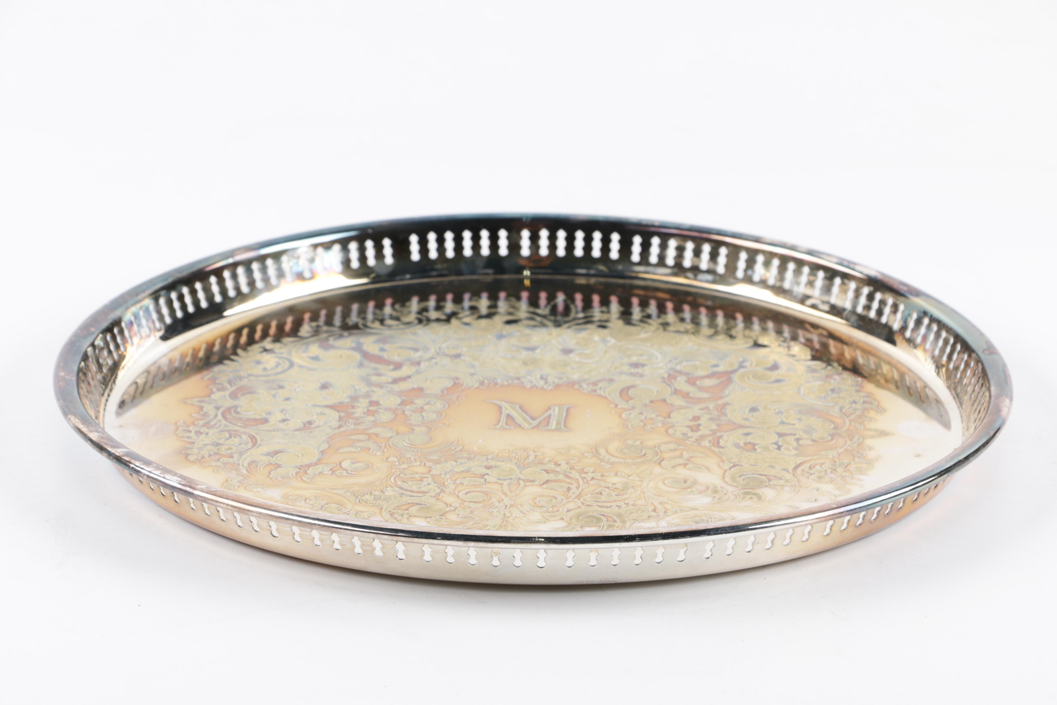 Graff, Washbourne & Dunn Sterling Overlaid Trivet with Silver Plate Serveware