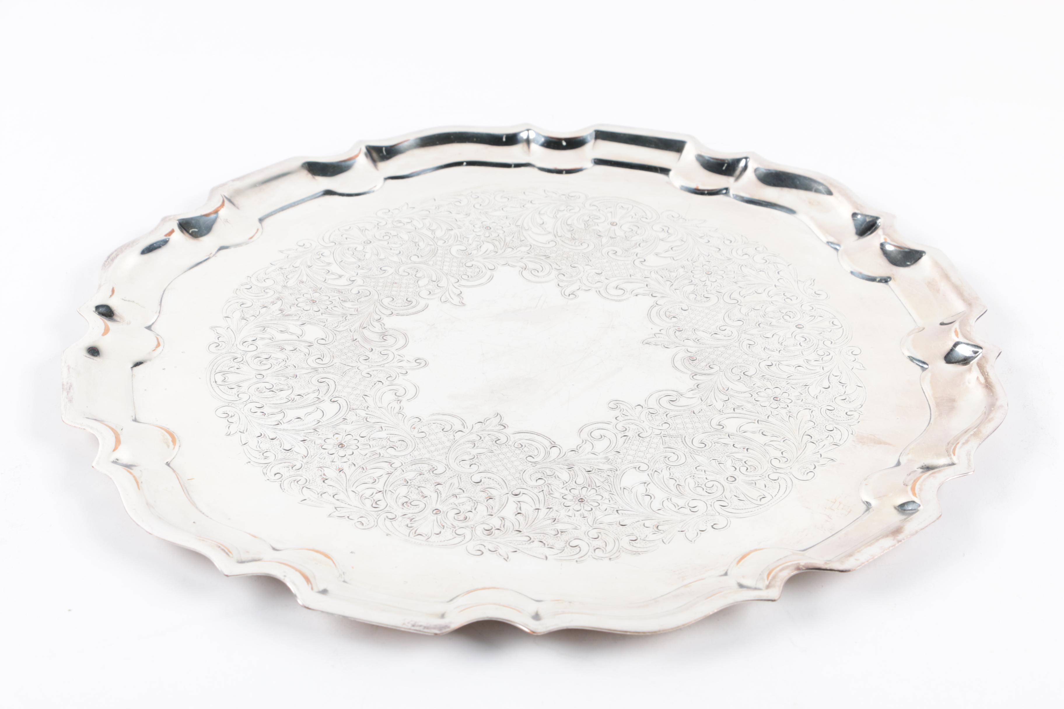 Graff, Washbourne & Dunn Sterling Overlaid Trivet with Silver Plate Serveware