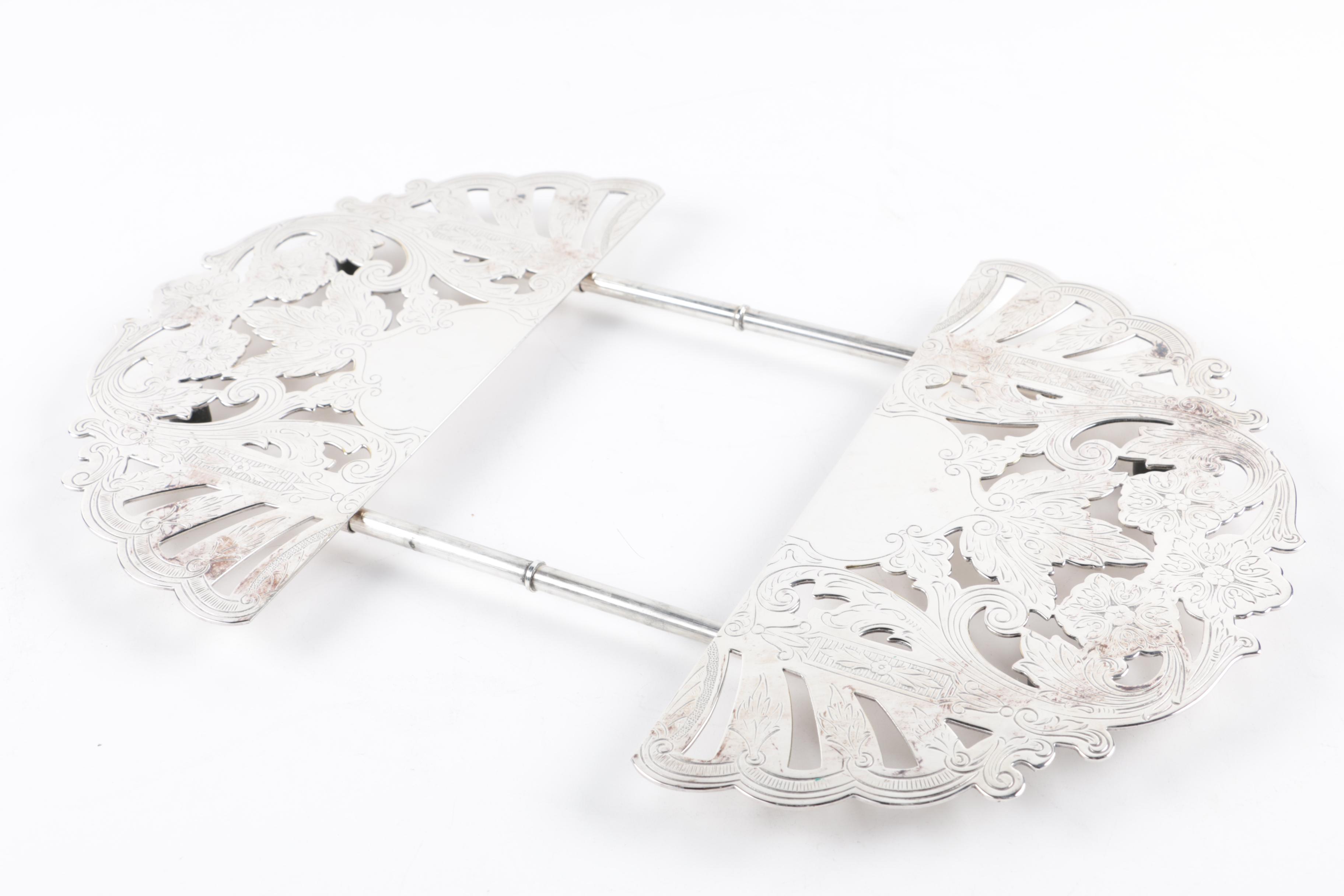 Graff, Washbourne & Dunn Sterling Overlaid Trivet with Silver Plate Serveware