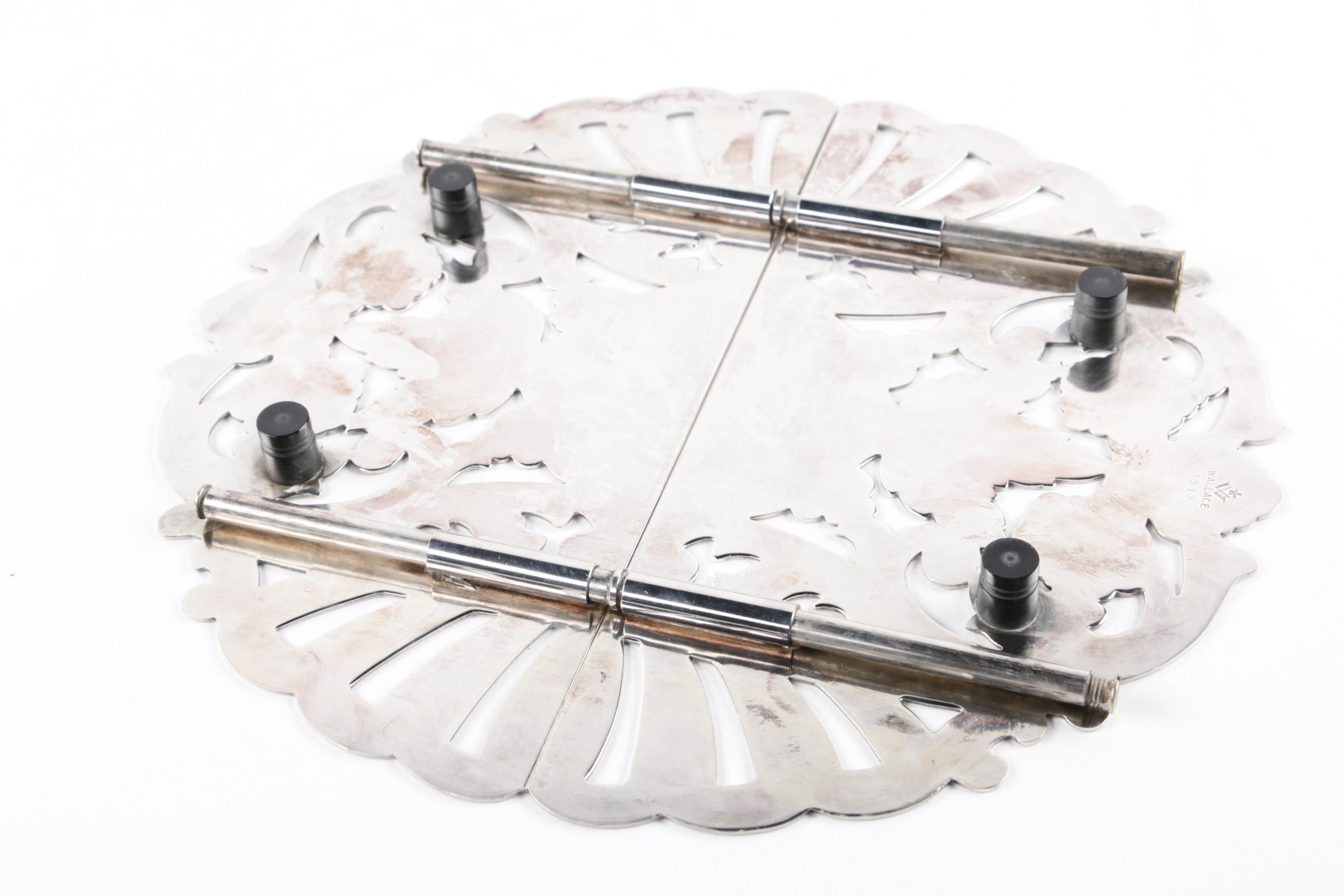 Graff, Washbourne & Dunn Sterling Overlaid Trivet with Silver Plate Serveware