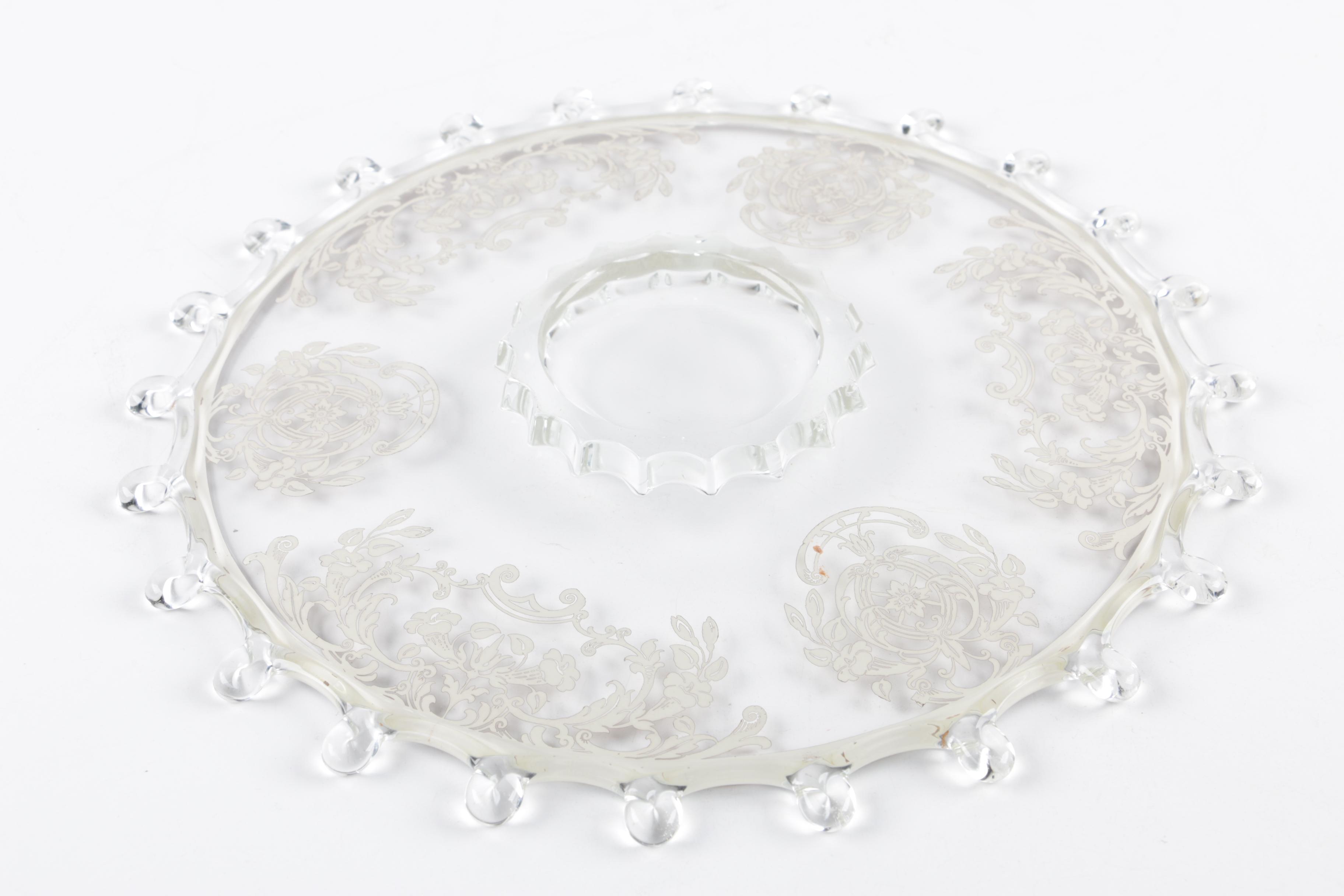 Graff, Washbourne & Dunn Sterling Overlaid Trivet with Silver Plate Serveware