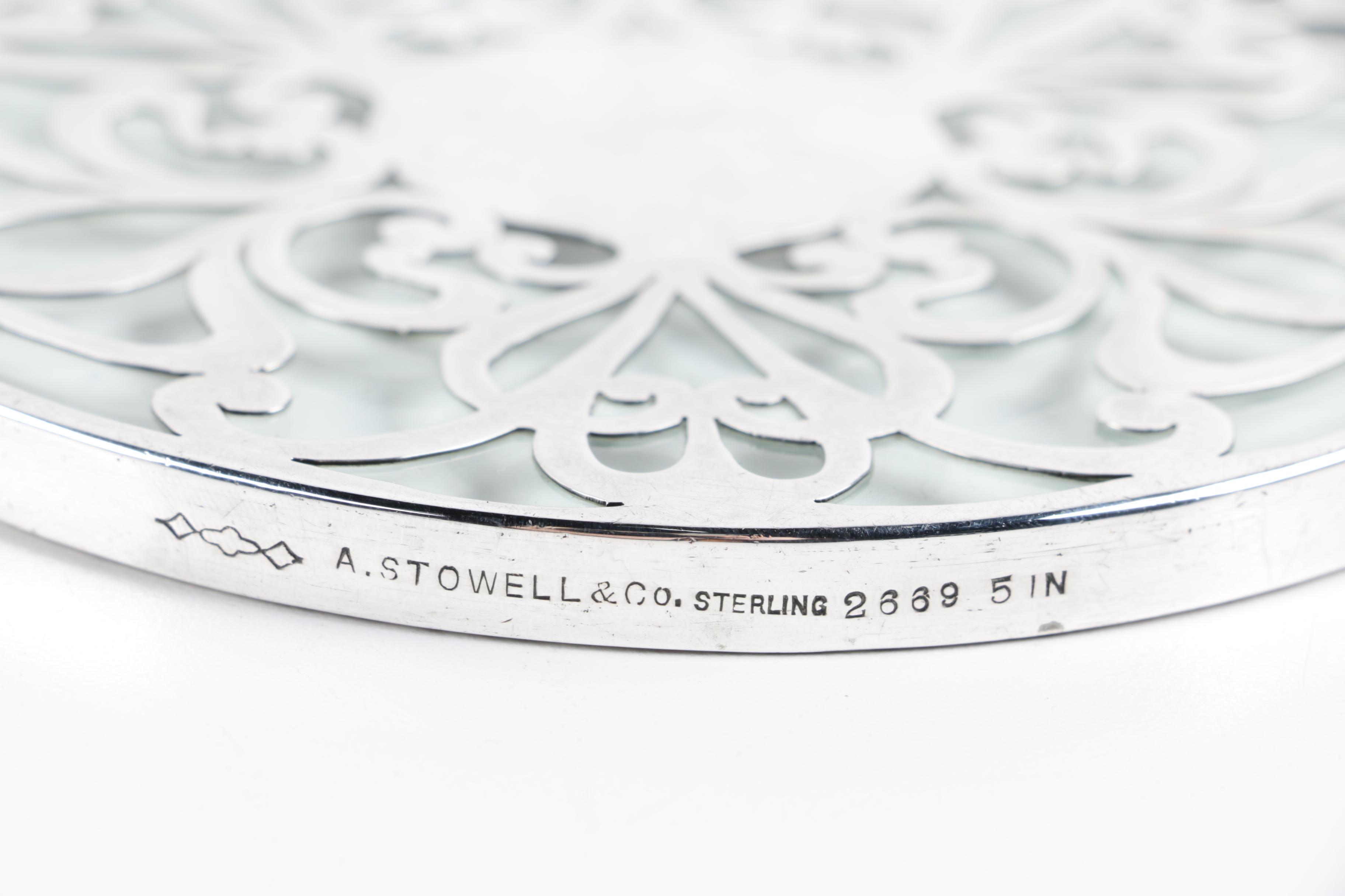 Graff, Washbourne & Dunn Sterling Overlaid Trivet with Silver Plate Serveware