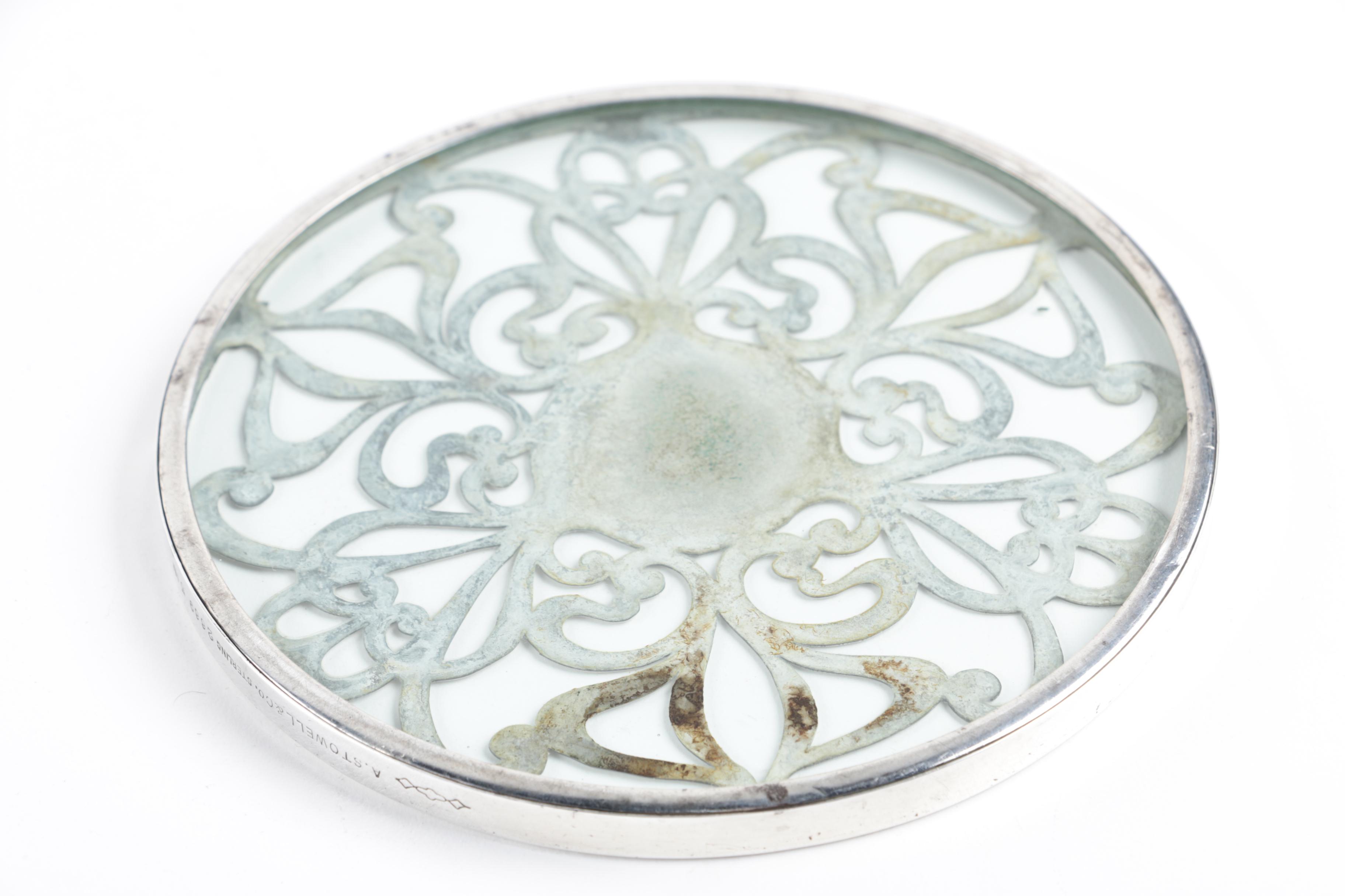 Graff, Washbourne & Dunn Sterling Overlaid Trivet with Silver Plate Serveware