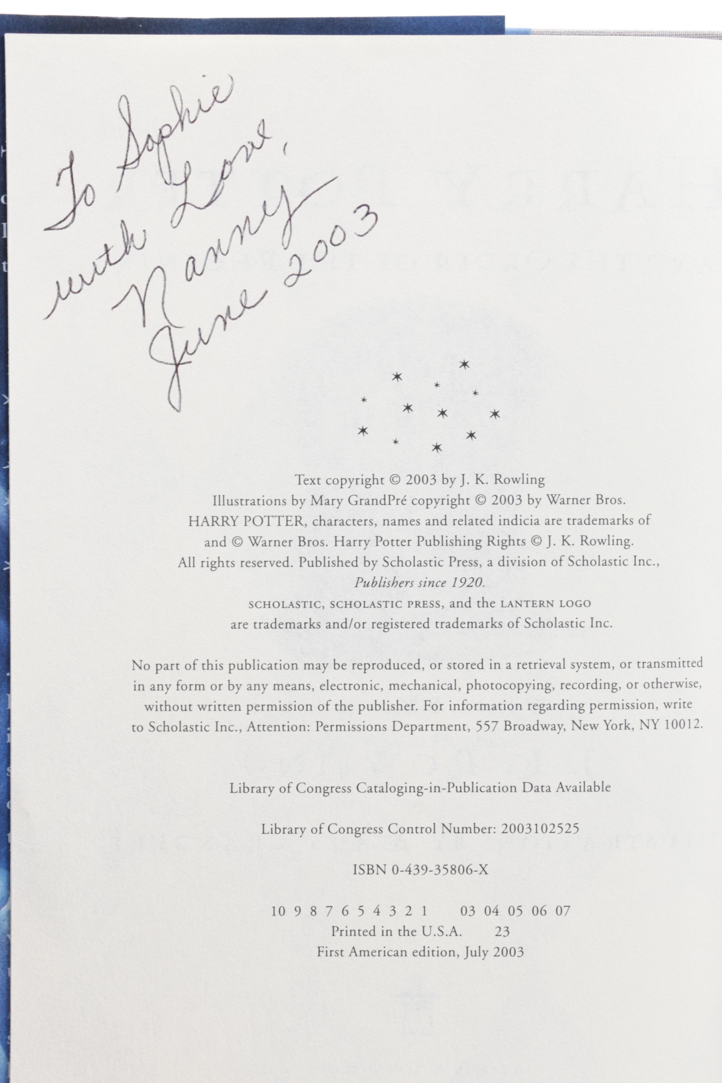 Complete "Harry Potter" Series with First American Editions