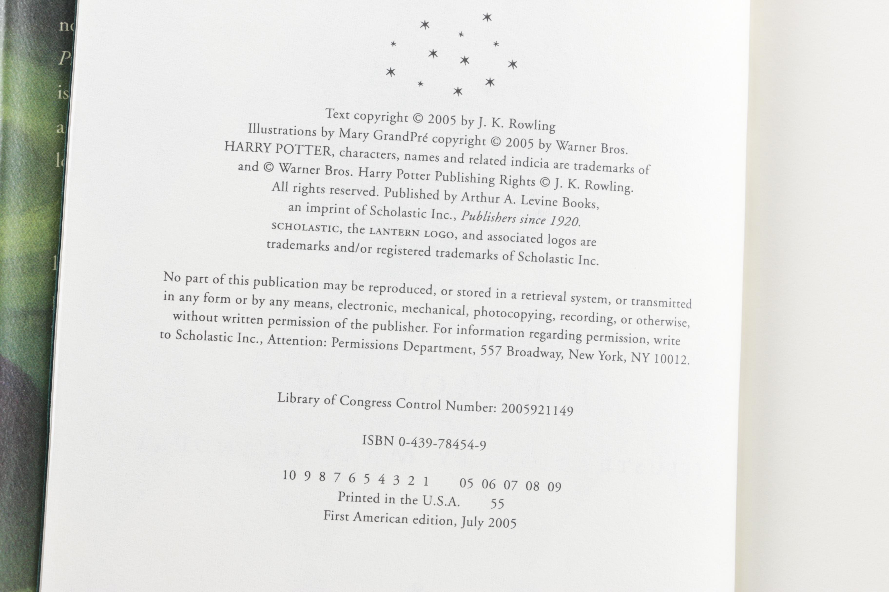 Complete "Harry Potter" Series with First American Editions