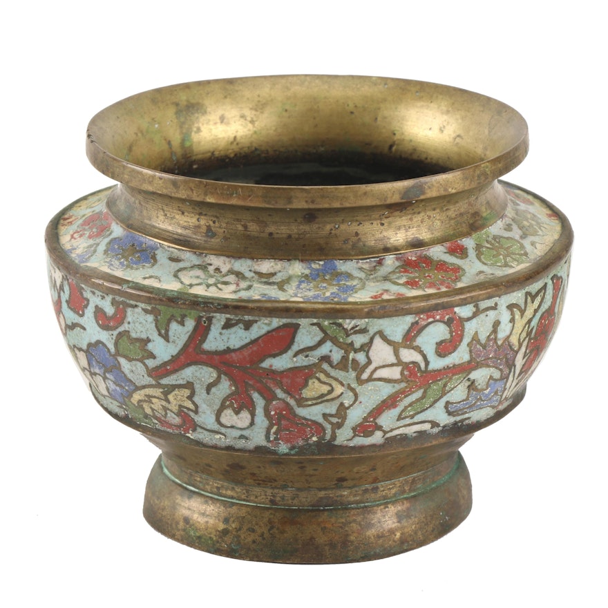 Cloisonné Brass Footed Bowl