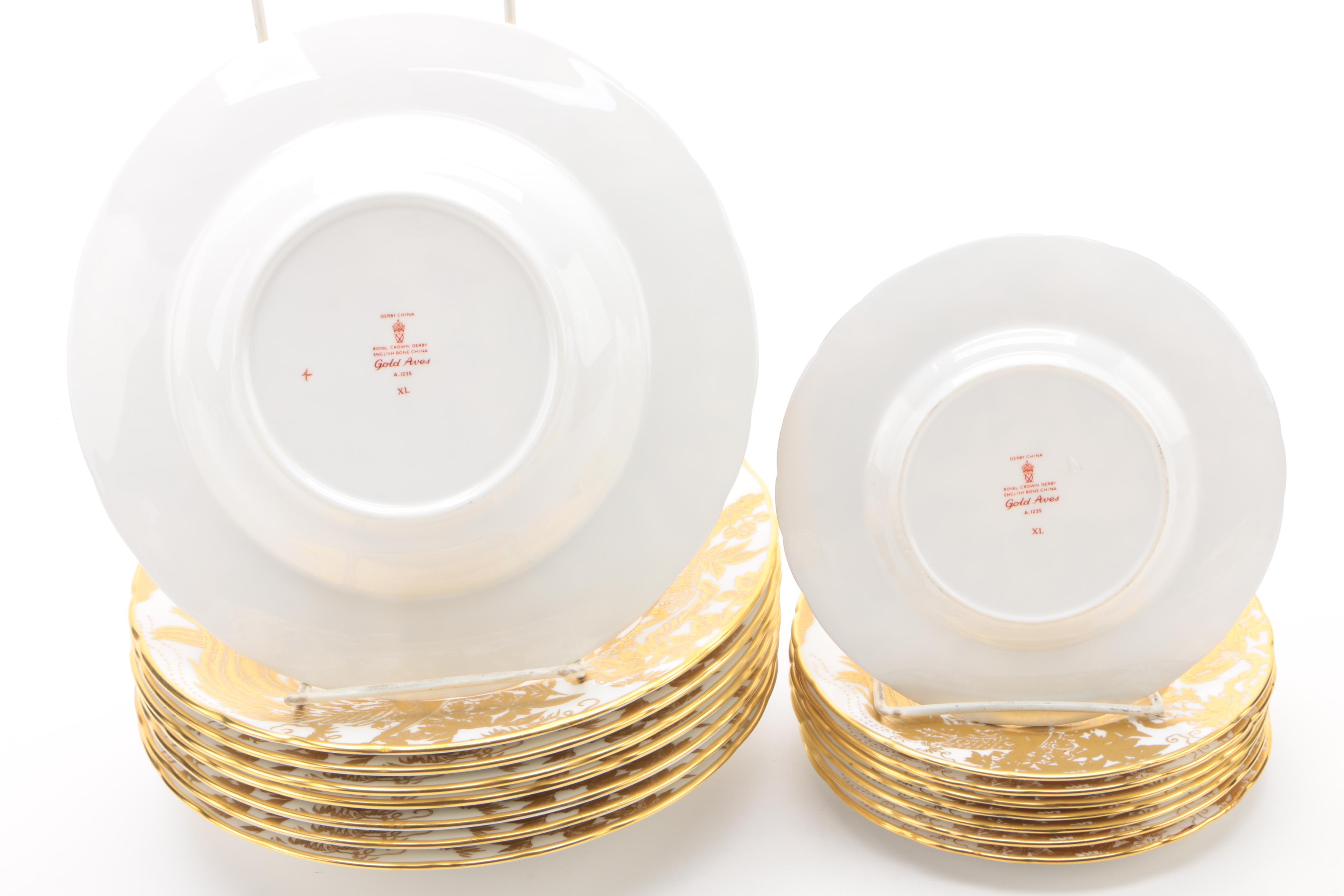 Royal Crown Derby "Gold Aves" English Bone China Dinnerware