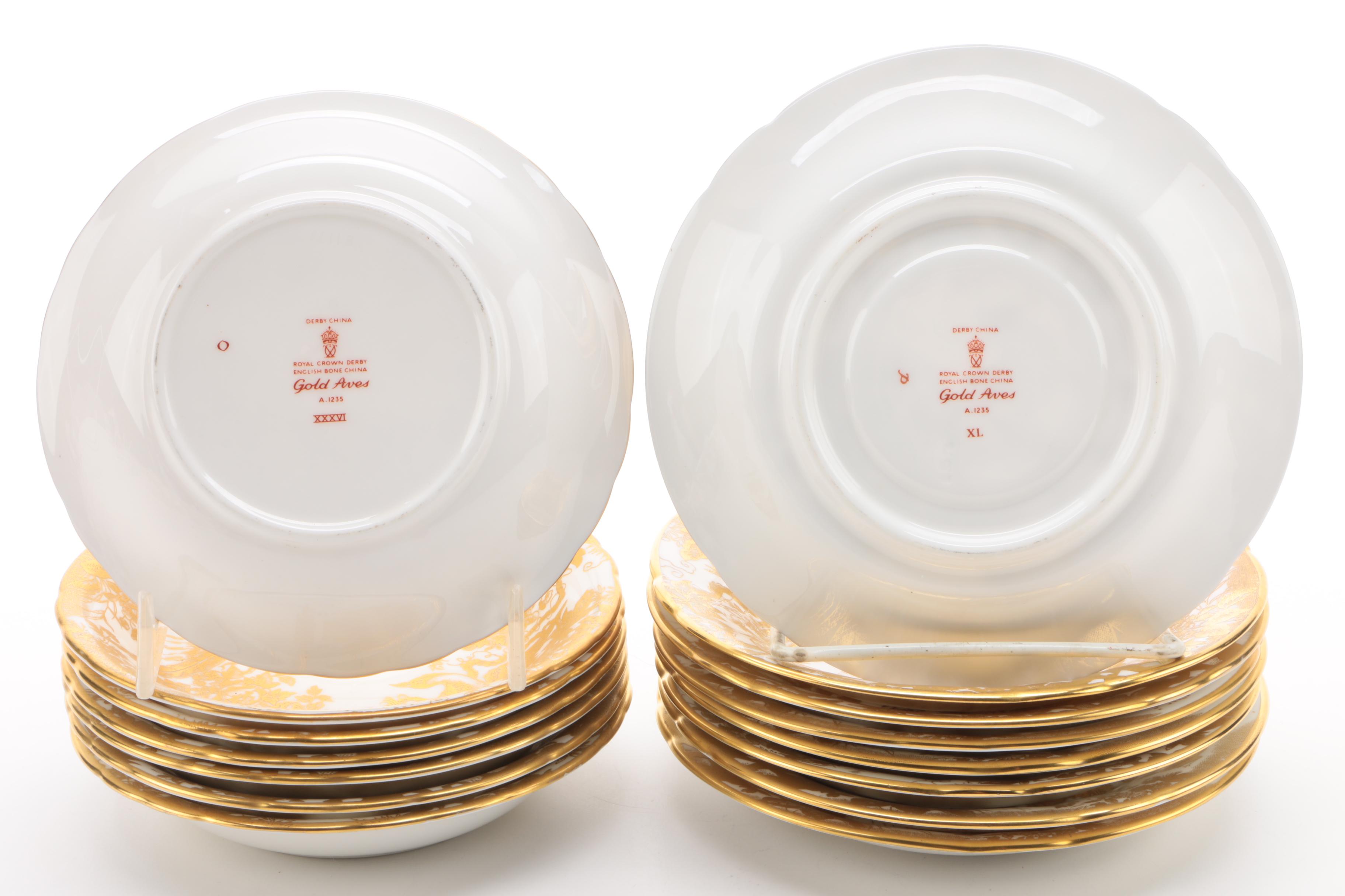 Royal Crown Derby "Gold Aves" English Bone China Dinnerware