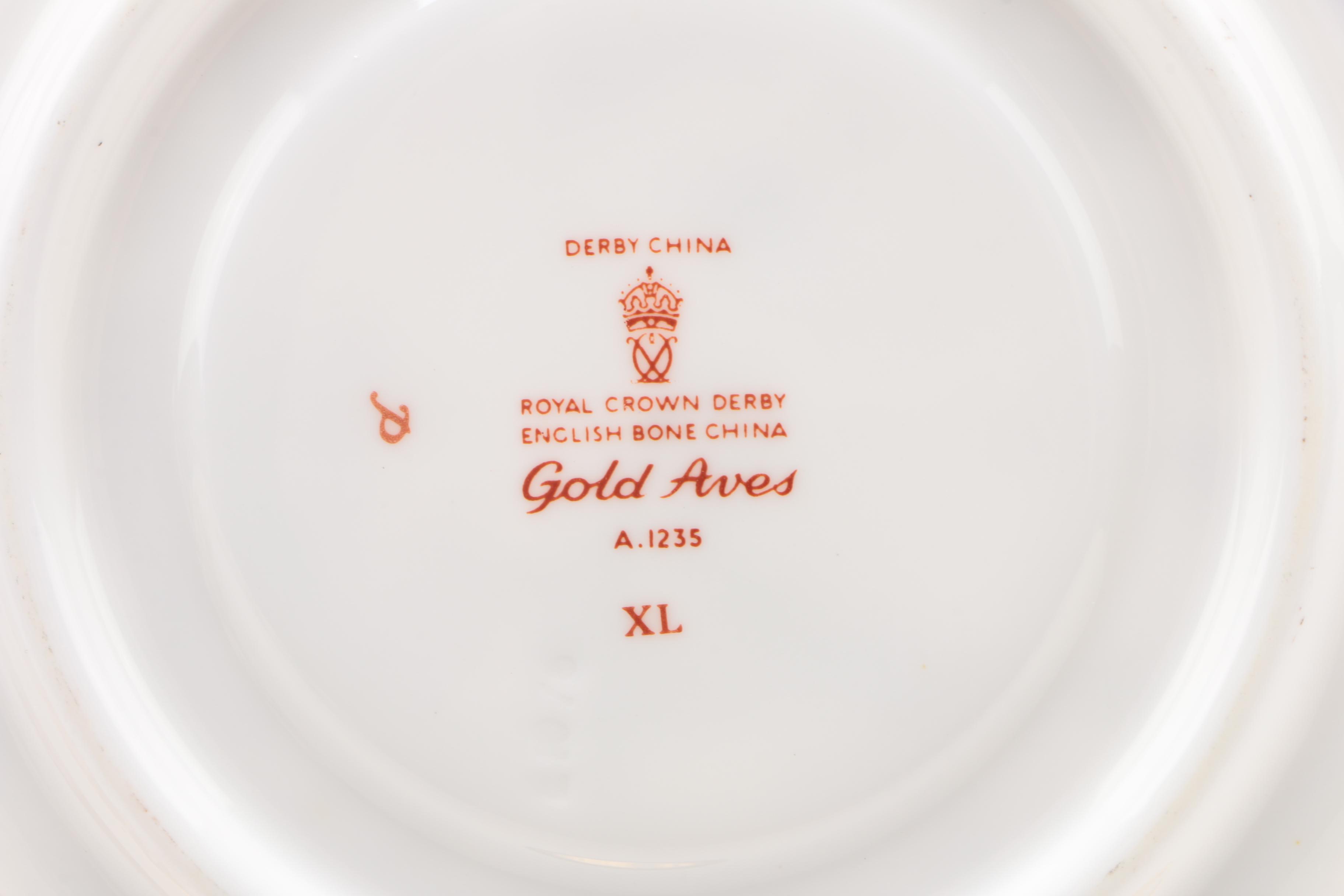 Royal Crown Derby "Gold Aves" English Bone China Dinnerware