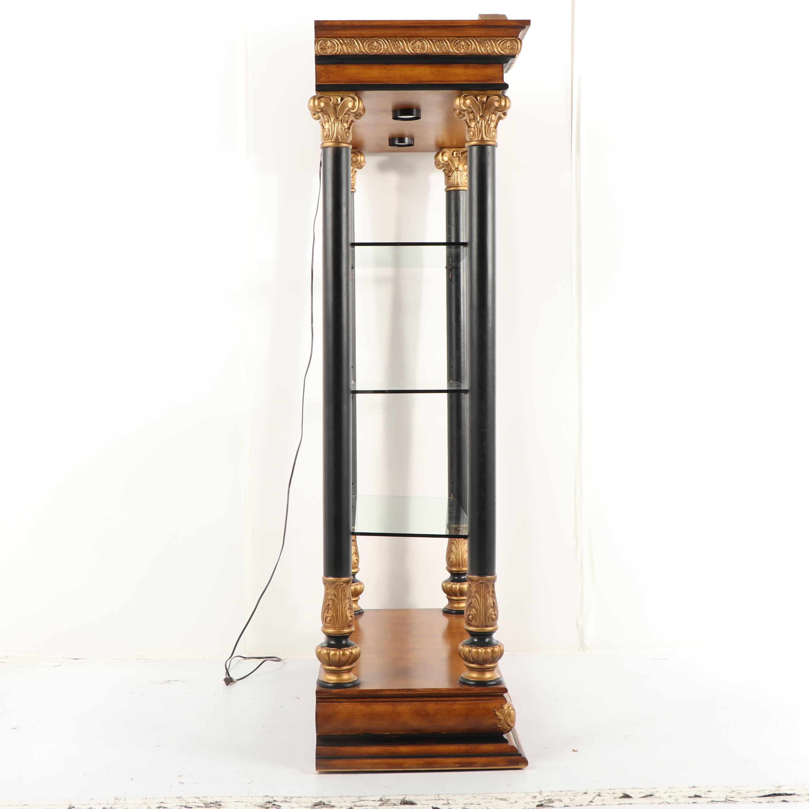 Neoclassical Style Illuminated Etagere, Late 20th Century