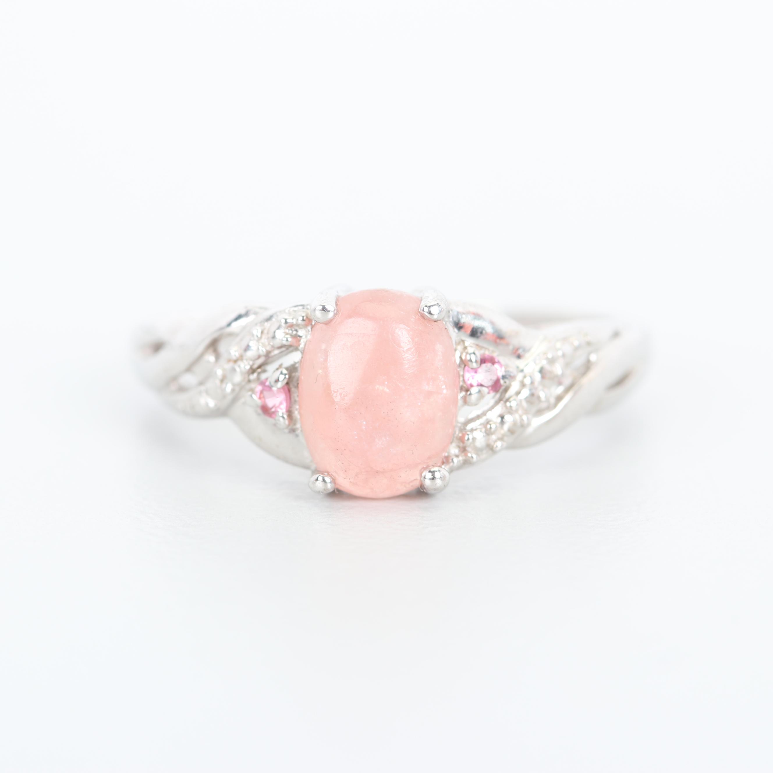 Sterling Silver Rhodochrosite, Diamond, and Cubic Zirconia Jewelry