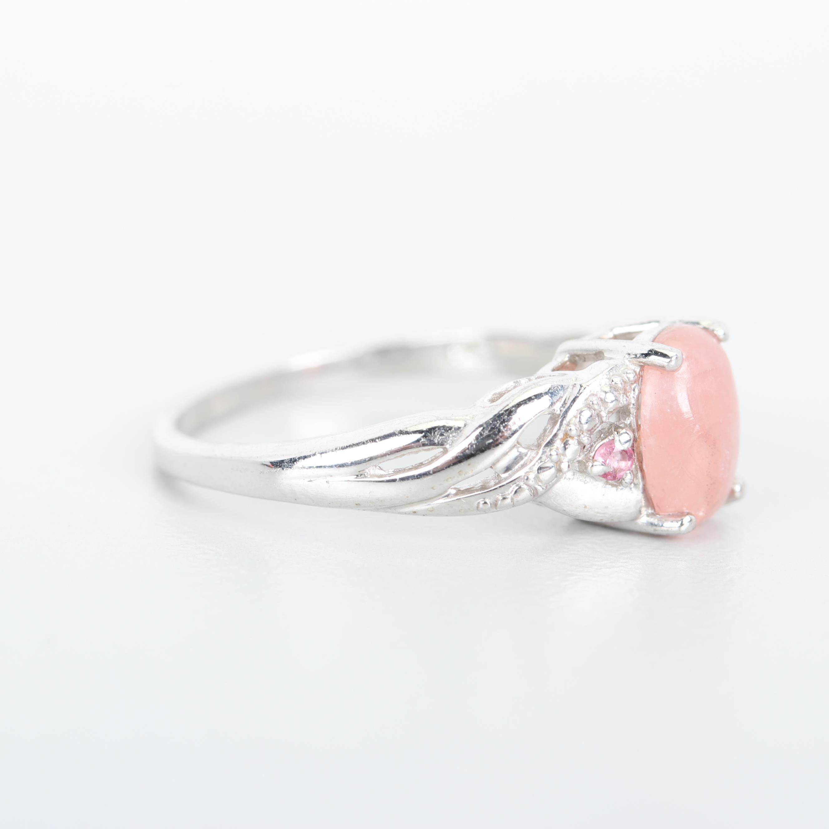 Sterling Silver Rhodochrosite, Diamond, and Cubic Zirconia Jewelry