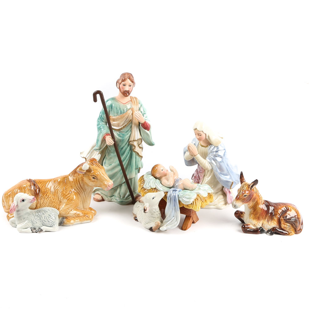 Fitz and Floyd "Nativity" Five-Piece Figural Set