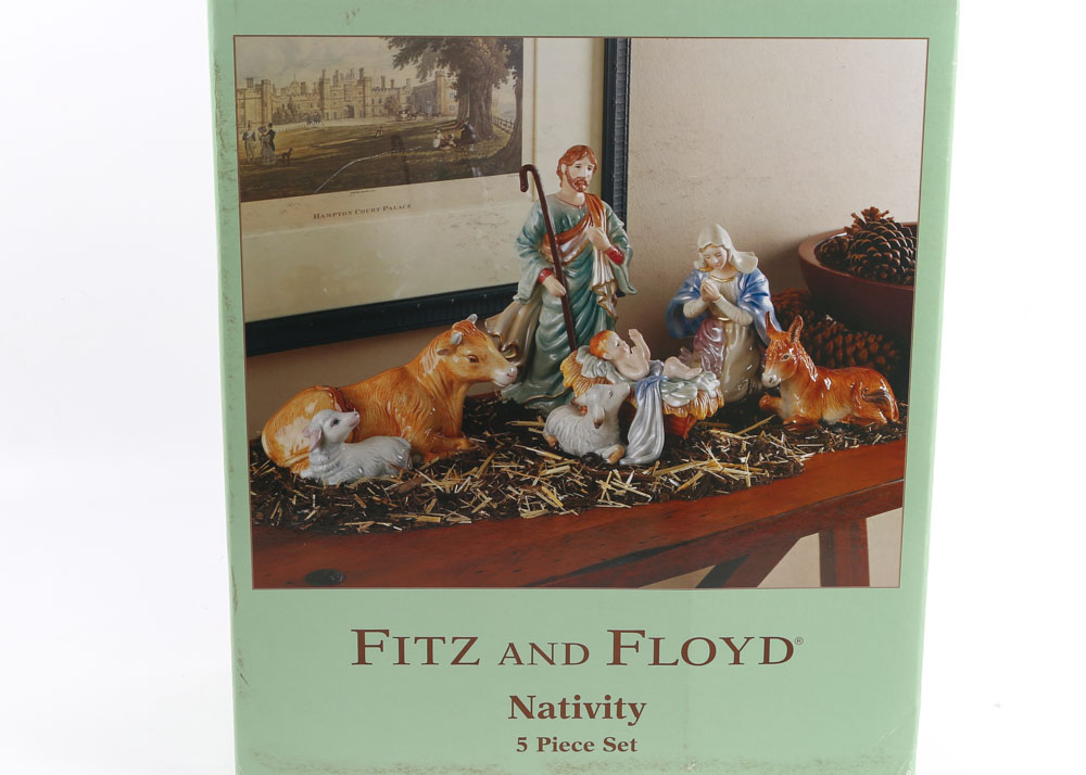 Fitz and Floyd "Nativity" Five-Piece Figural Set