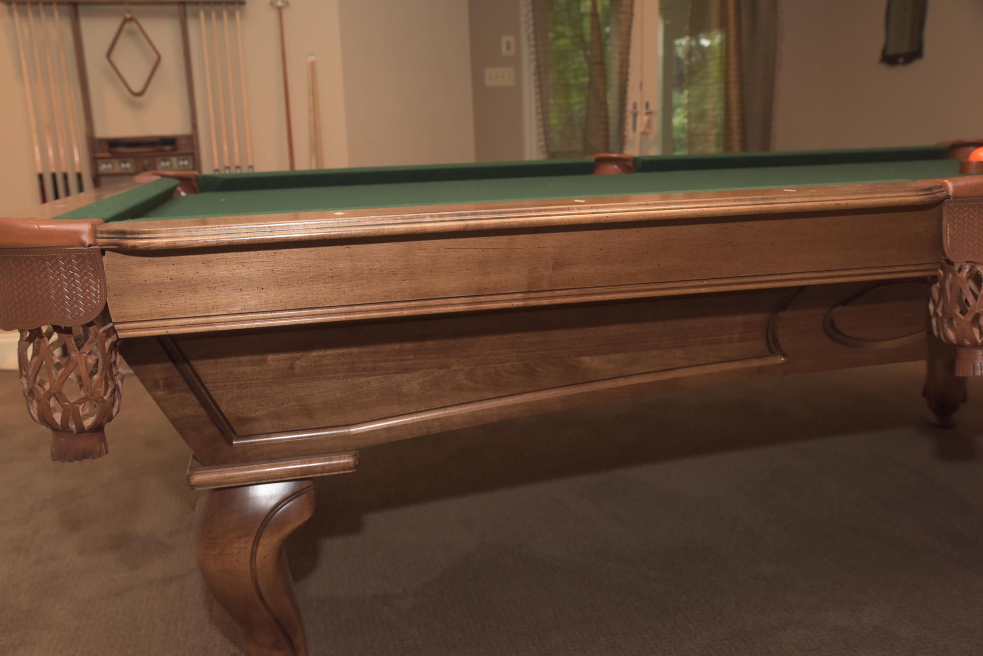 ProLine Billiards Table with Cues, Wall Rack, and Accessories