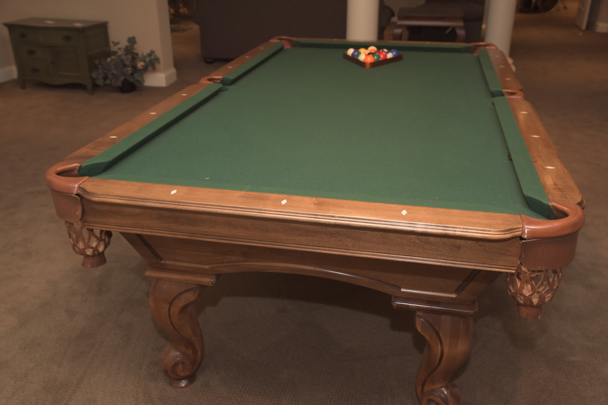 ProLine Billiards Table with Cues, Wall Rack, and Accessories