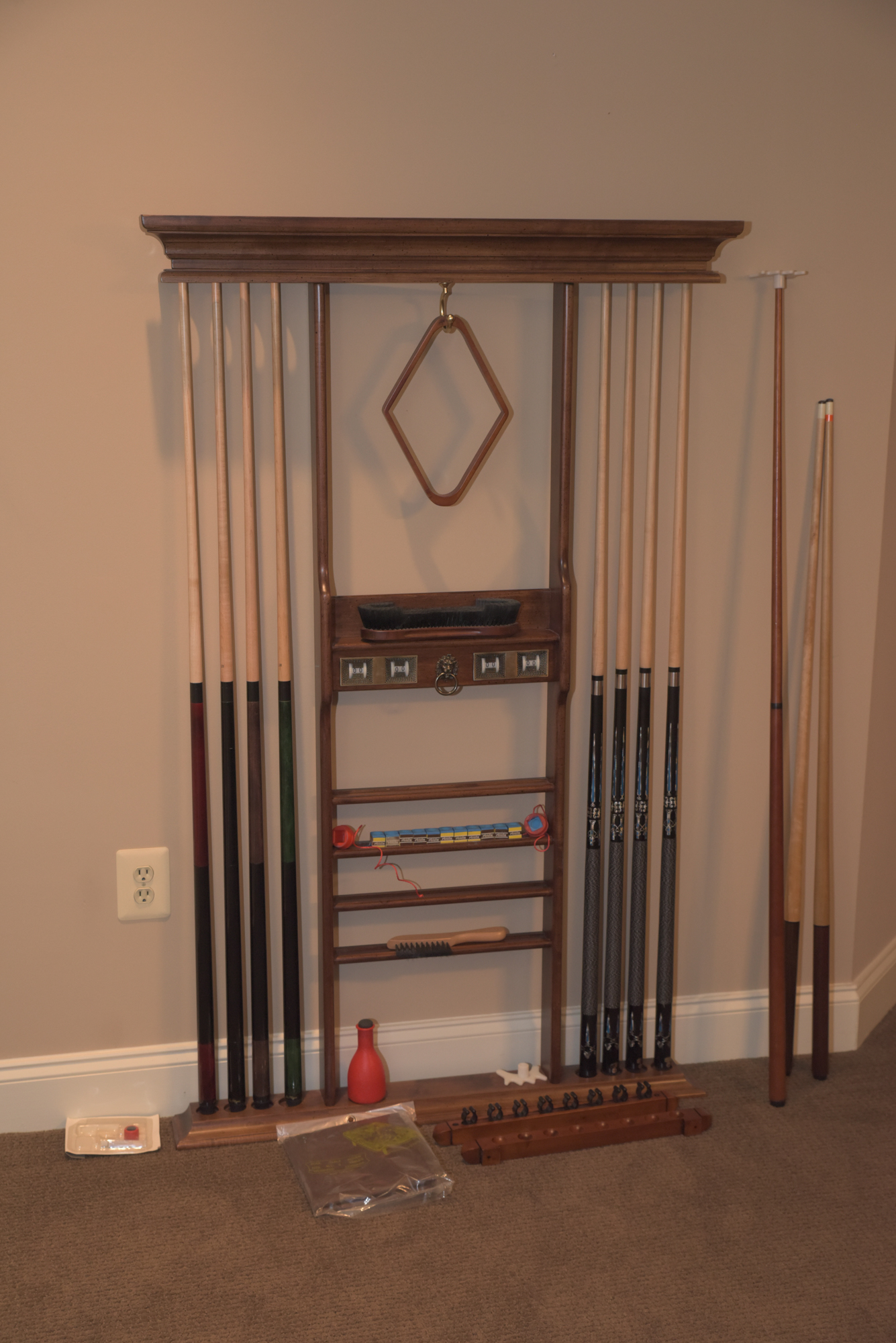 ProLine Billiards Table with Cues, Wall Rack, and Accessories