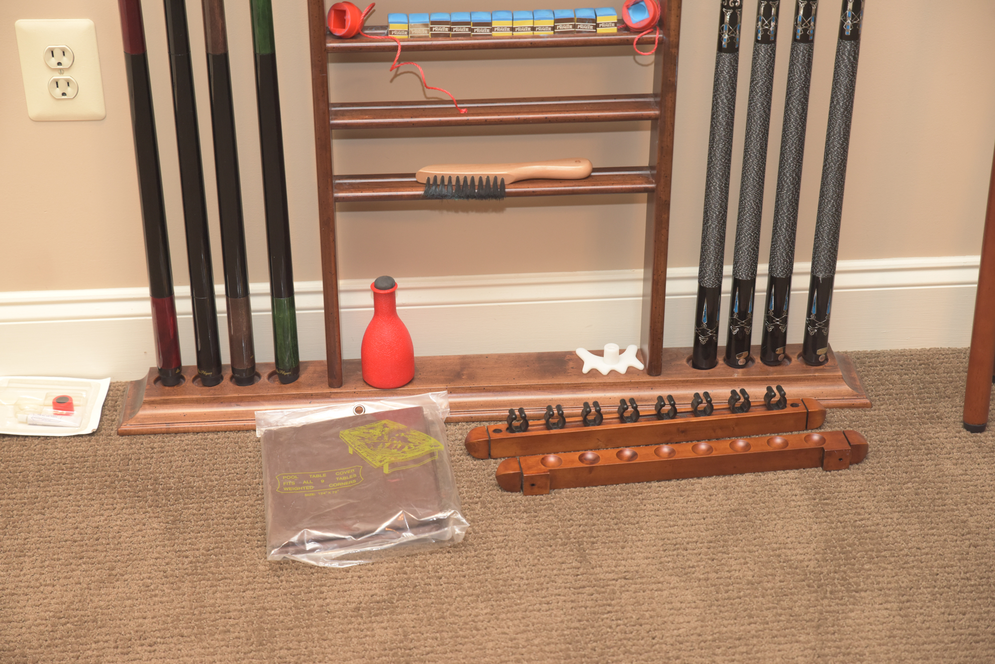 ProLine Billiards Table with Cues, Wall Rack, and Accessories