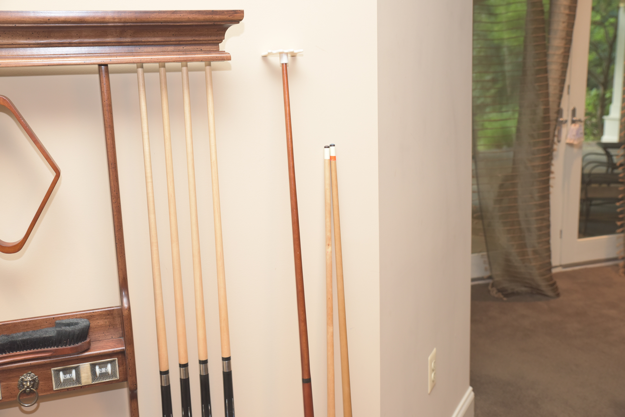 ProLine Billiards Table with Cues, Wall Rack, and Accessories