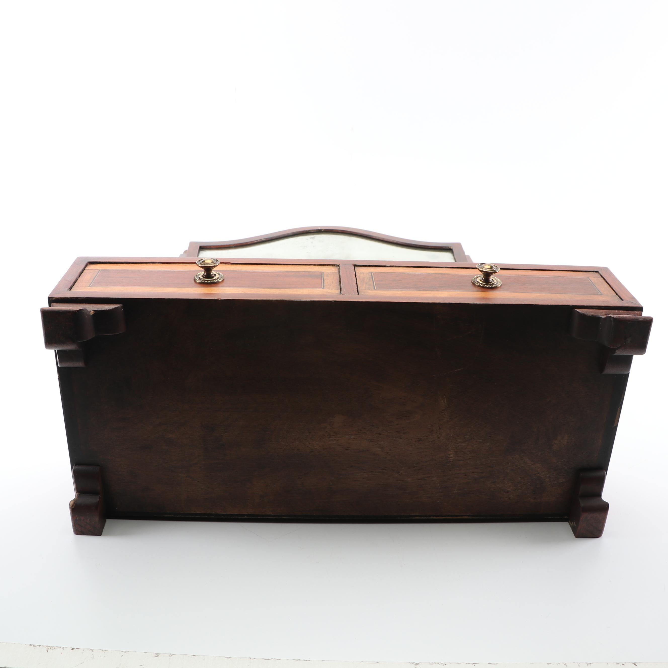 Federal Style Mahogany Veneer Shaving Mirror with Drawers