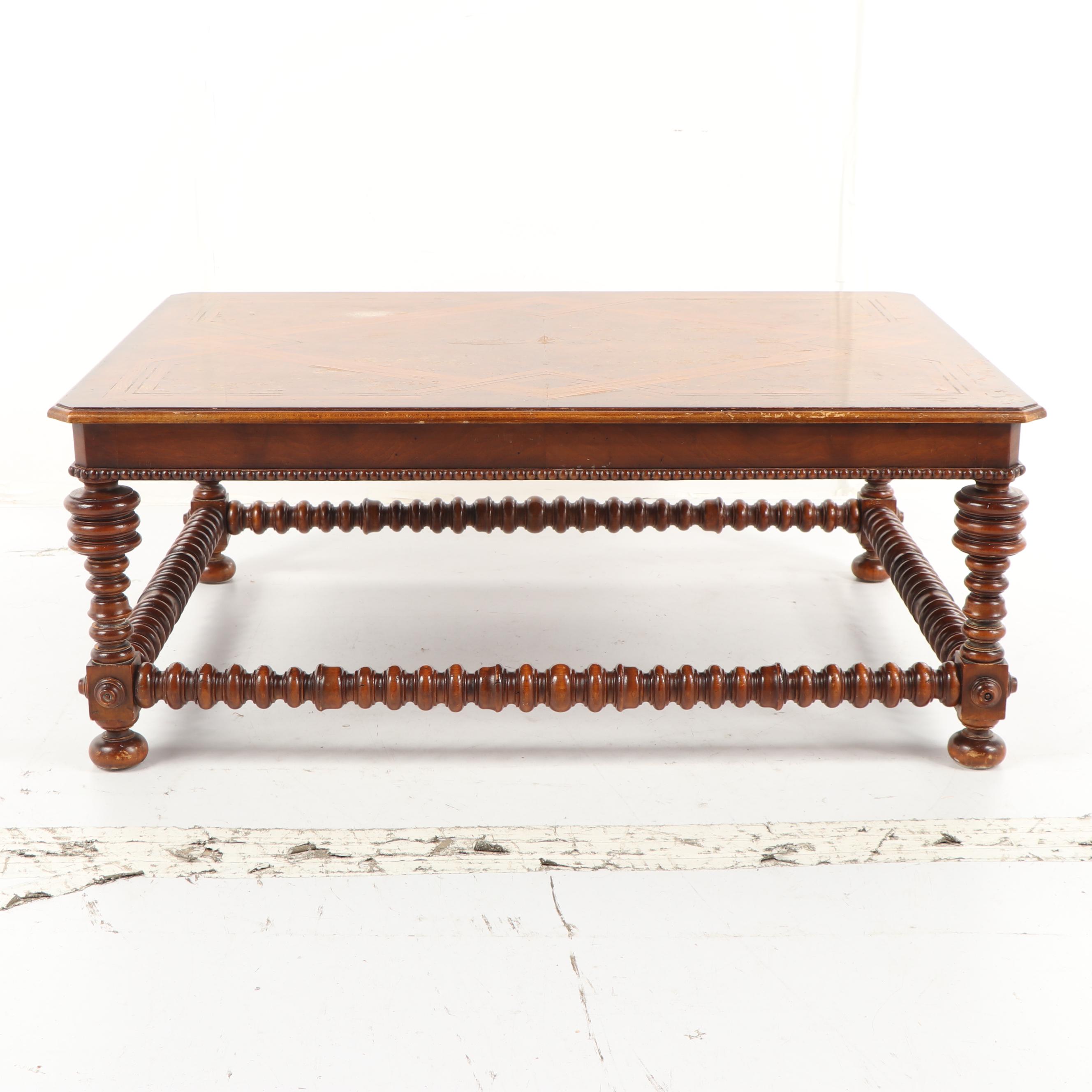 Banded Inlay and Burl Veneer Coffee Table