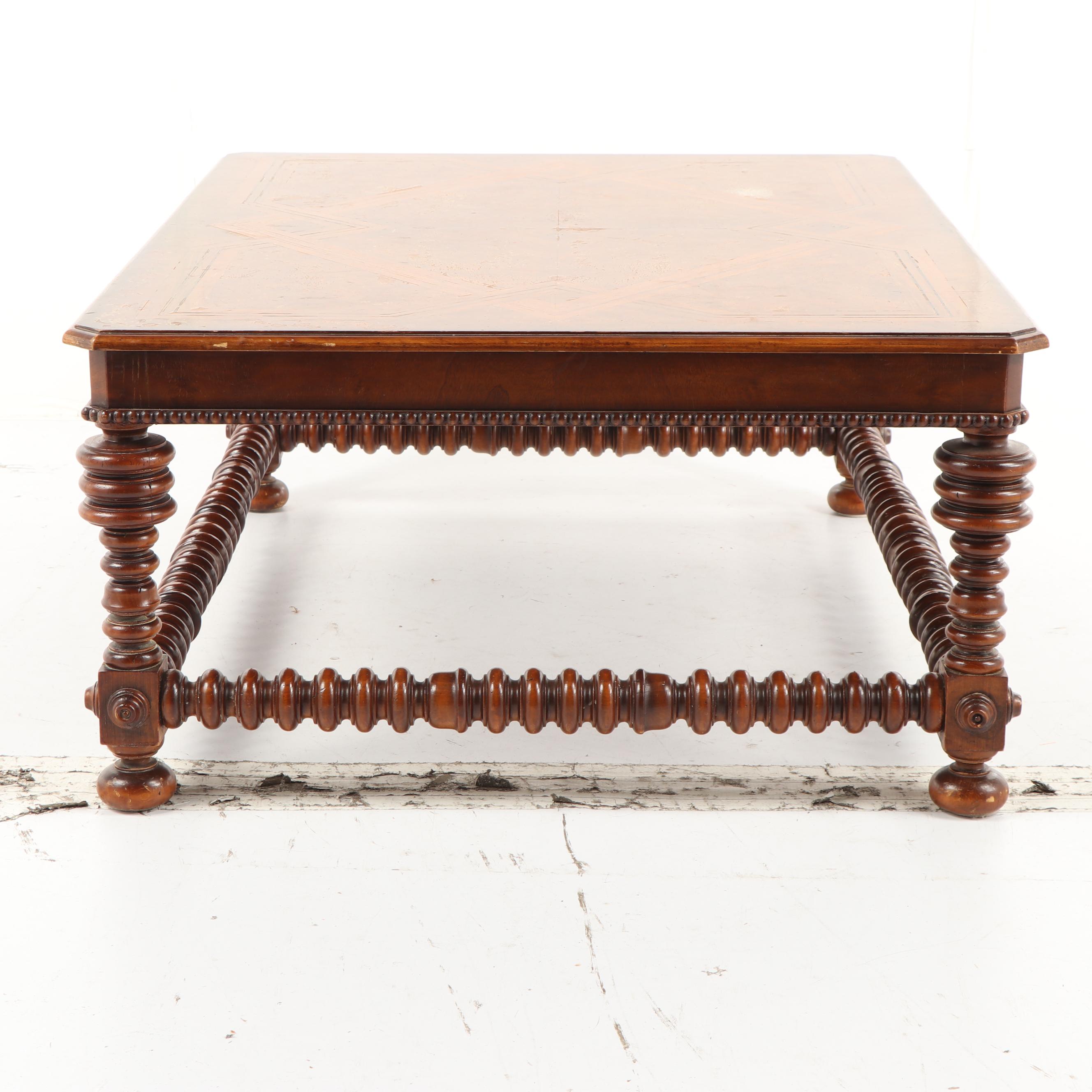 Banded Inlay and Burl Veneer Coffee Table