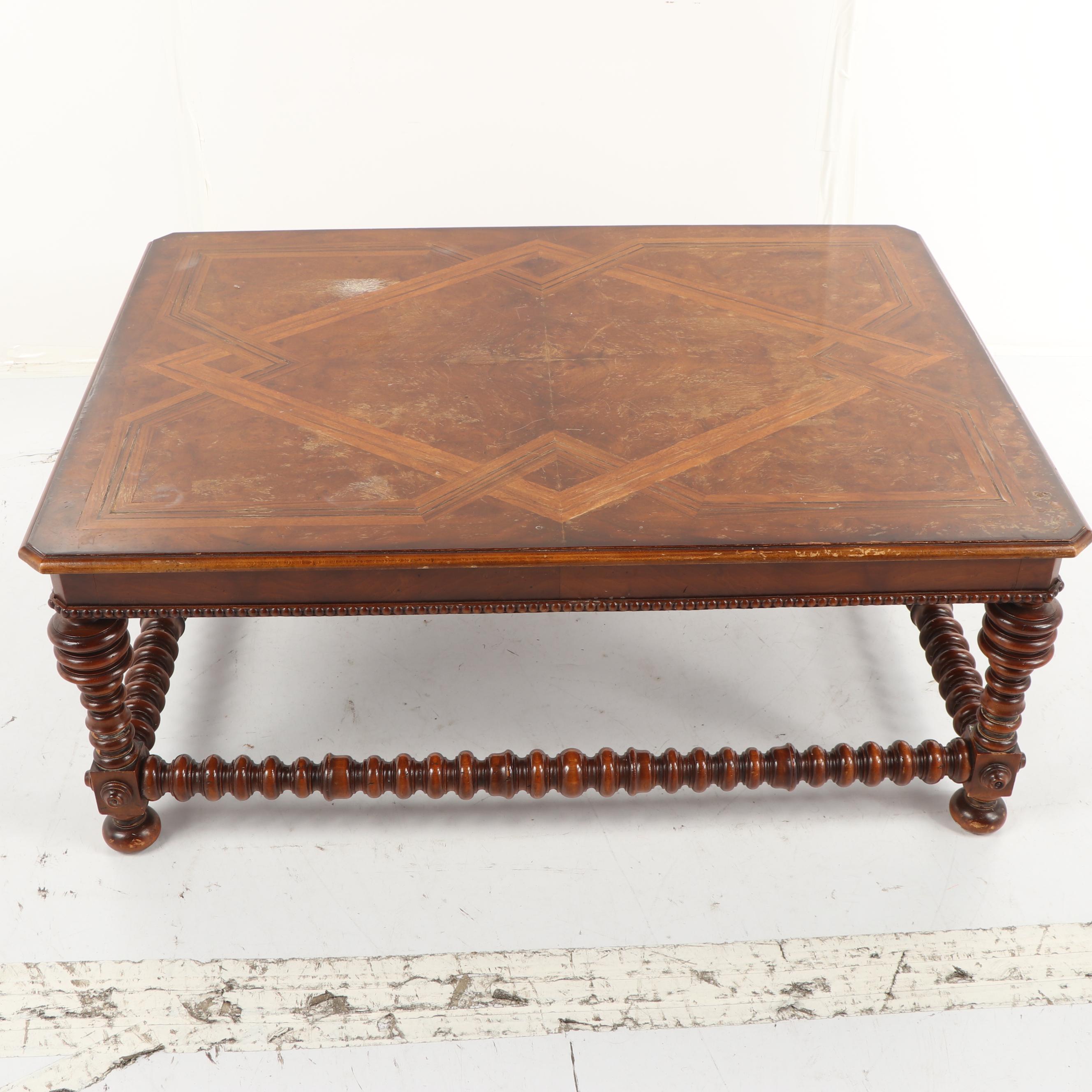 Banded Inlay and Burl Veneer Coffee Table