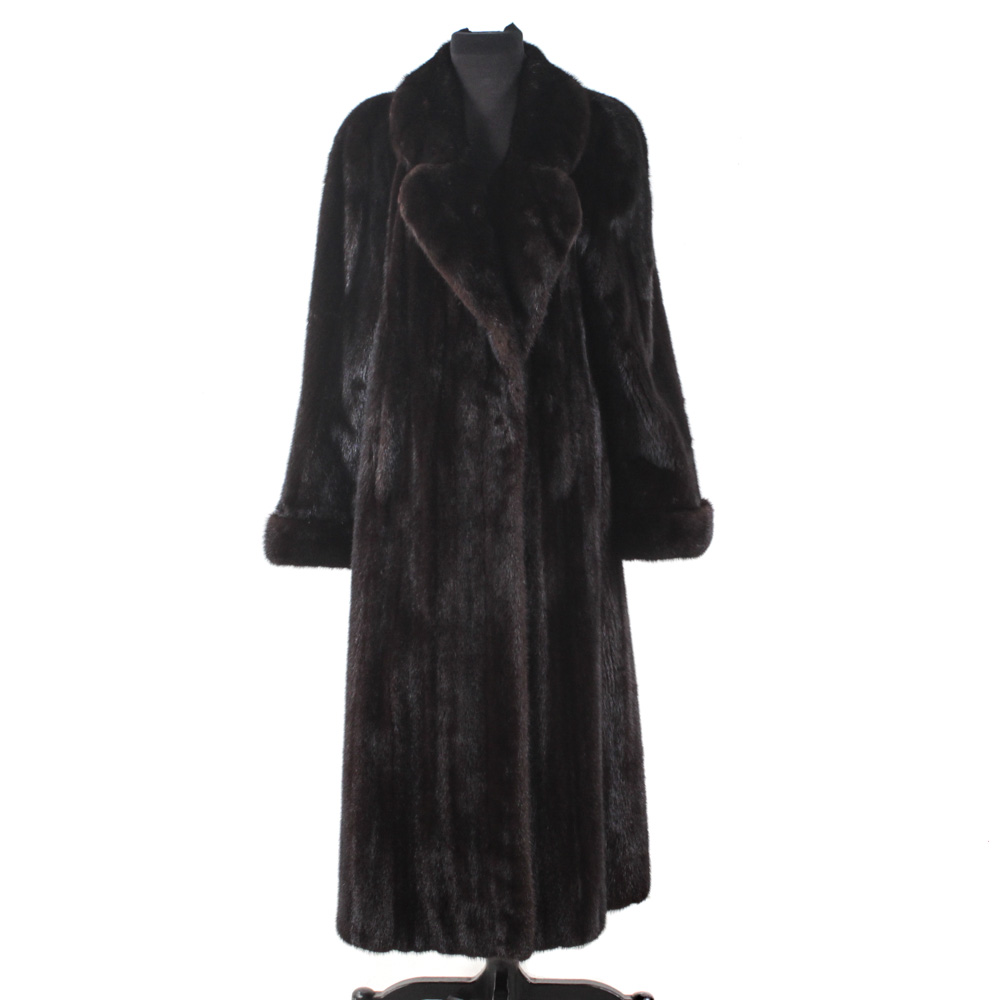 Dark Mahogany Mink Fur Full-Length Coat