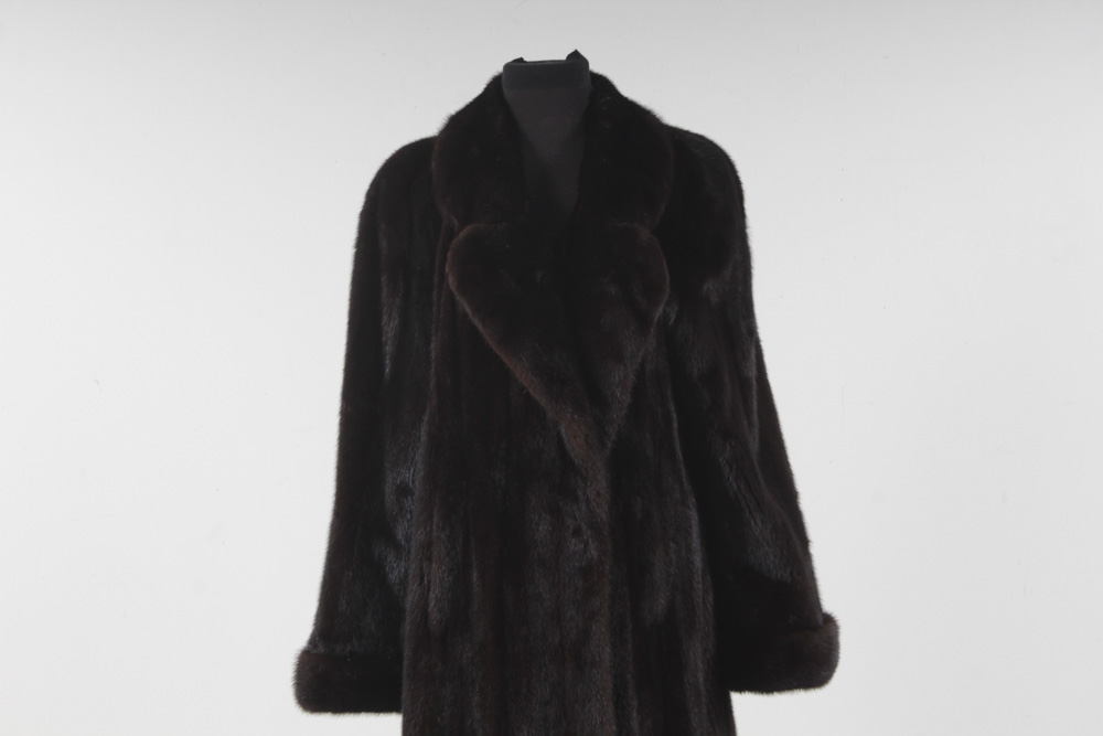 Dark Mahogany Mink Fur Full-Length Coat