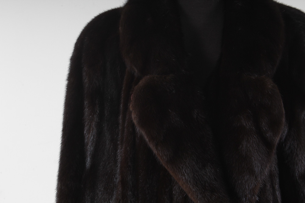 Dark Mahogany Mink Fur Full-Length Coat