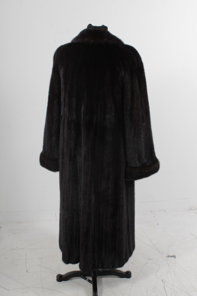 Dark Mahogany Mink Fur Full-Length Coat