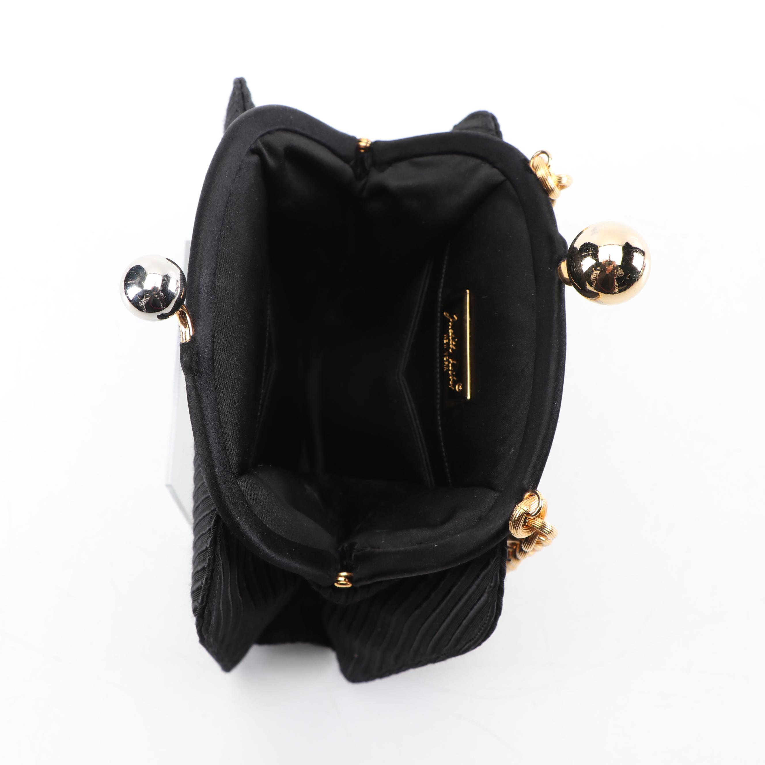 Vintage Judith Leiber New York Black Ribbed Fabric Evening Bag