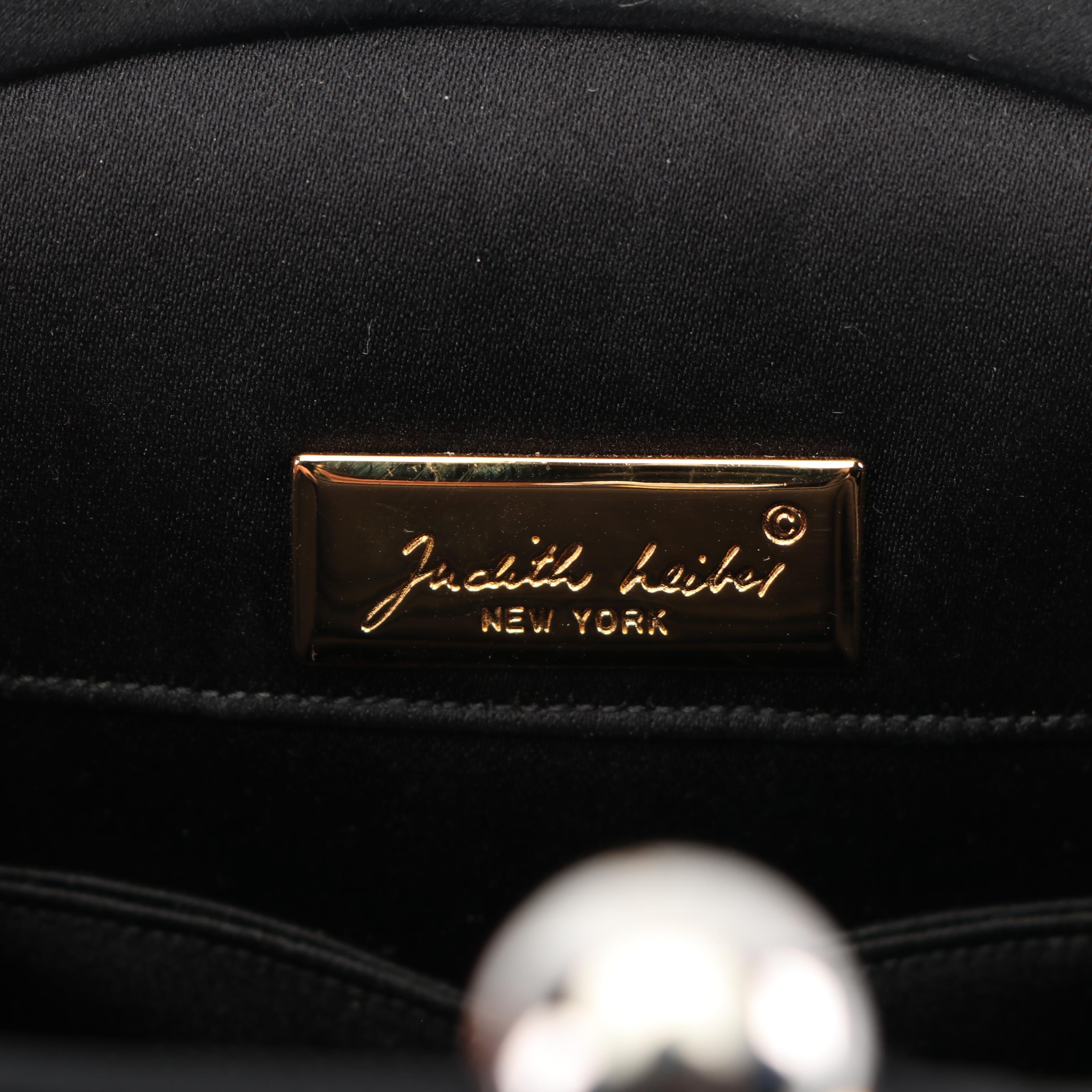 Vintage Judith Leiber New York Black Ribbed Fabric Evening Bag