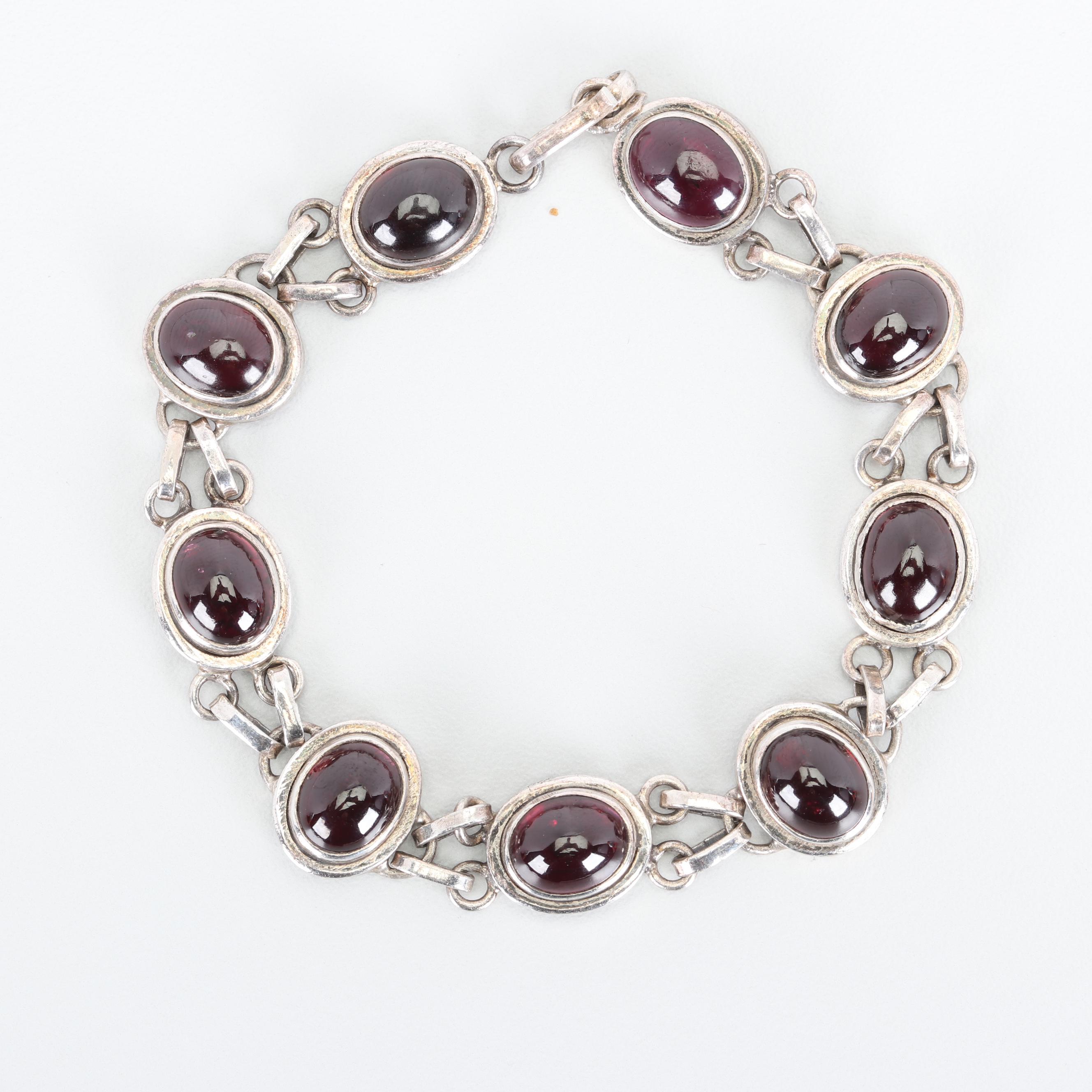 Sterling Silver 25.00 CTW Garnet Bracelet