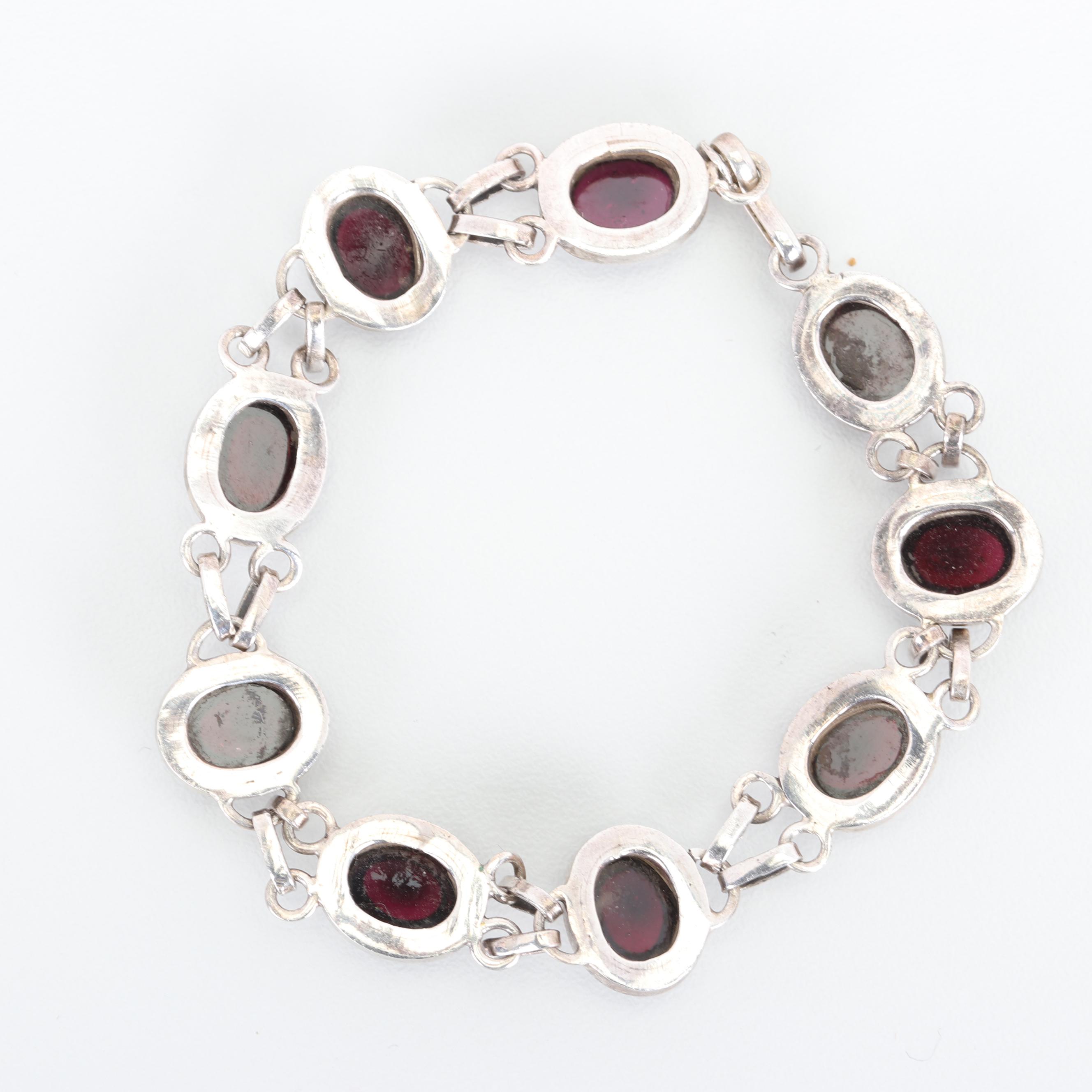Sterling Silver 25.00 CTW Garnet Bracelet