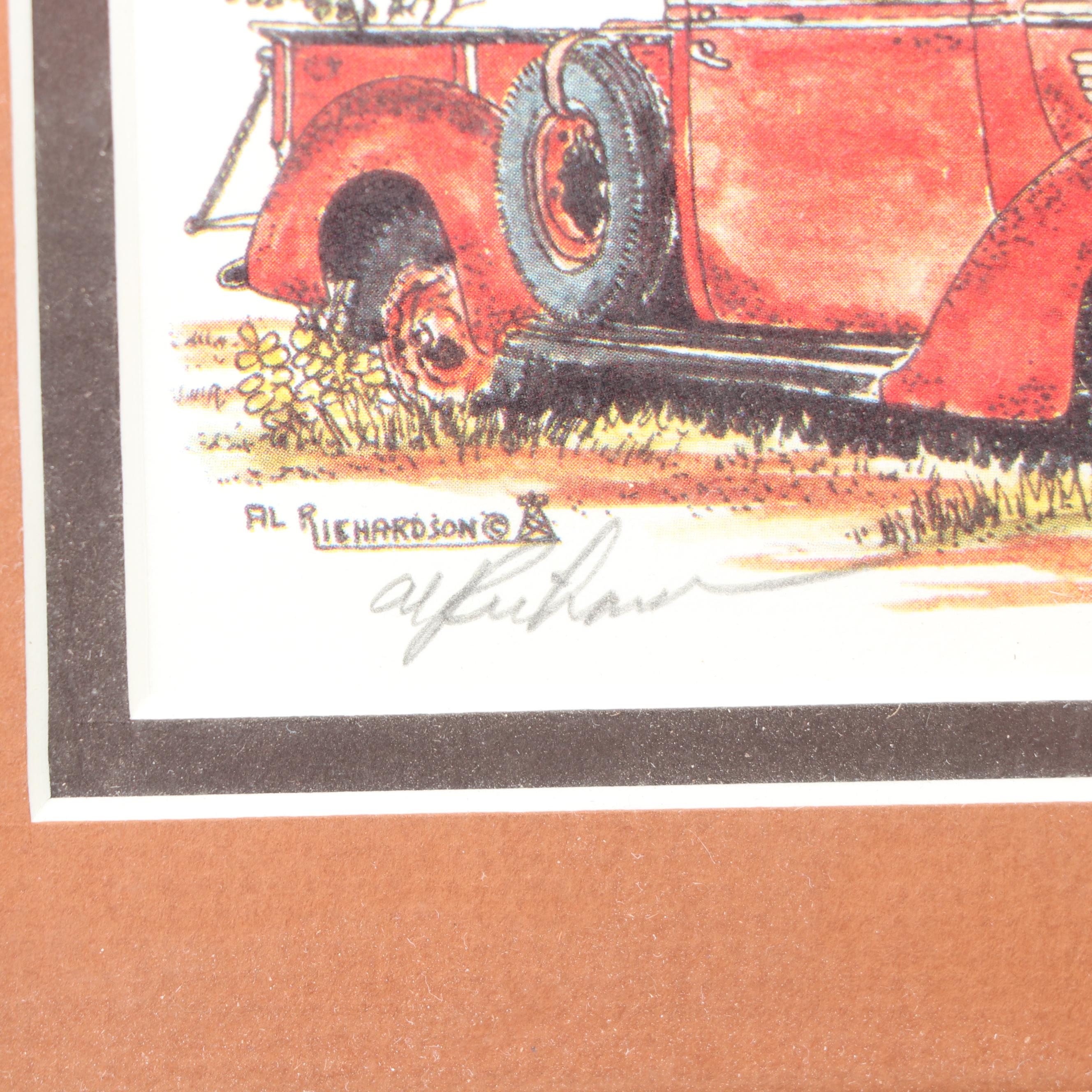 Al Richardson Offset Lithographs "Mobil Pump" and "Humble Station"