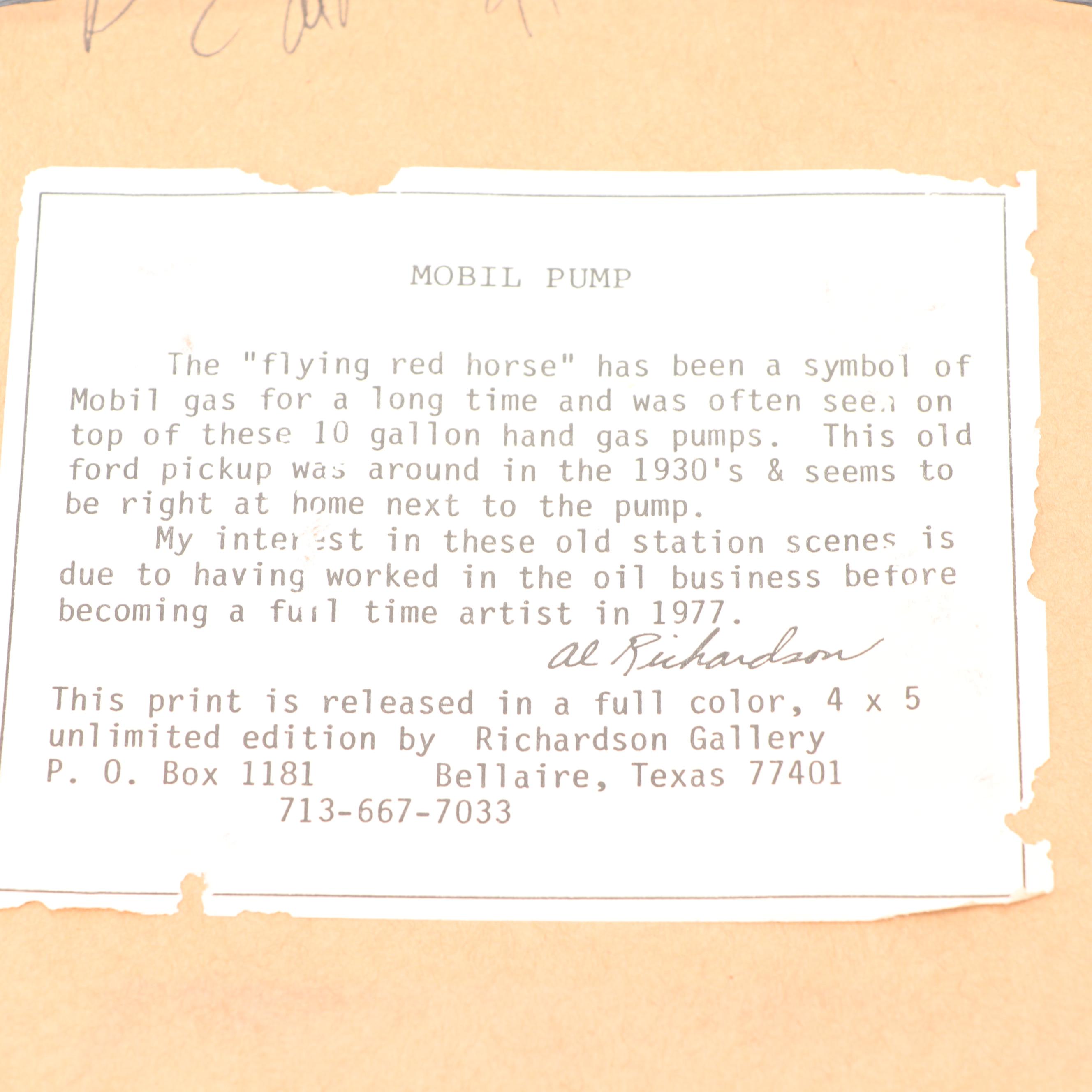 Al Richardson Offset Lithographs "Mobil Pump" and "Humble Station"