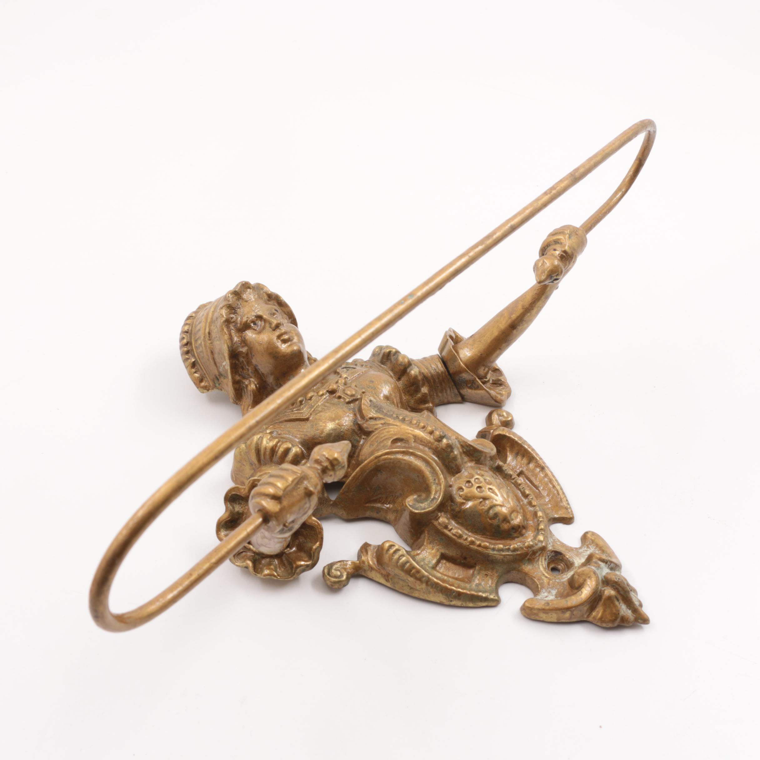 Cast Brass Figural Towel Holder