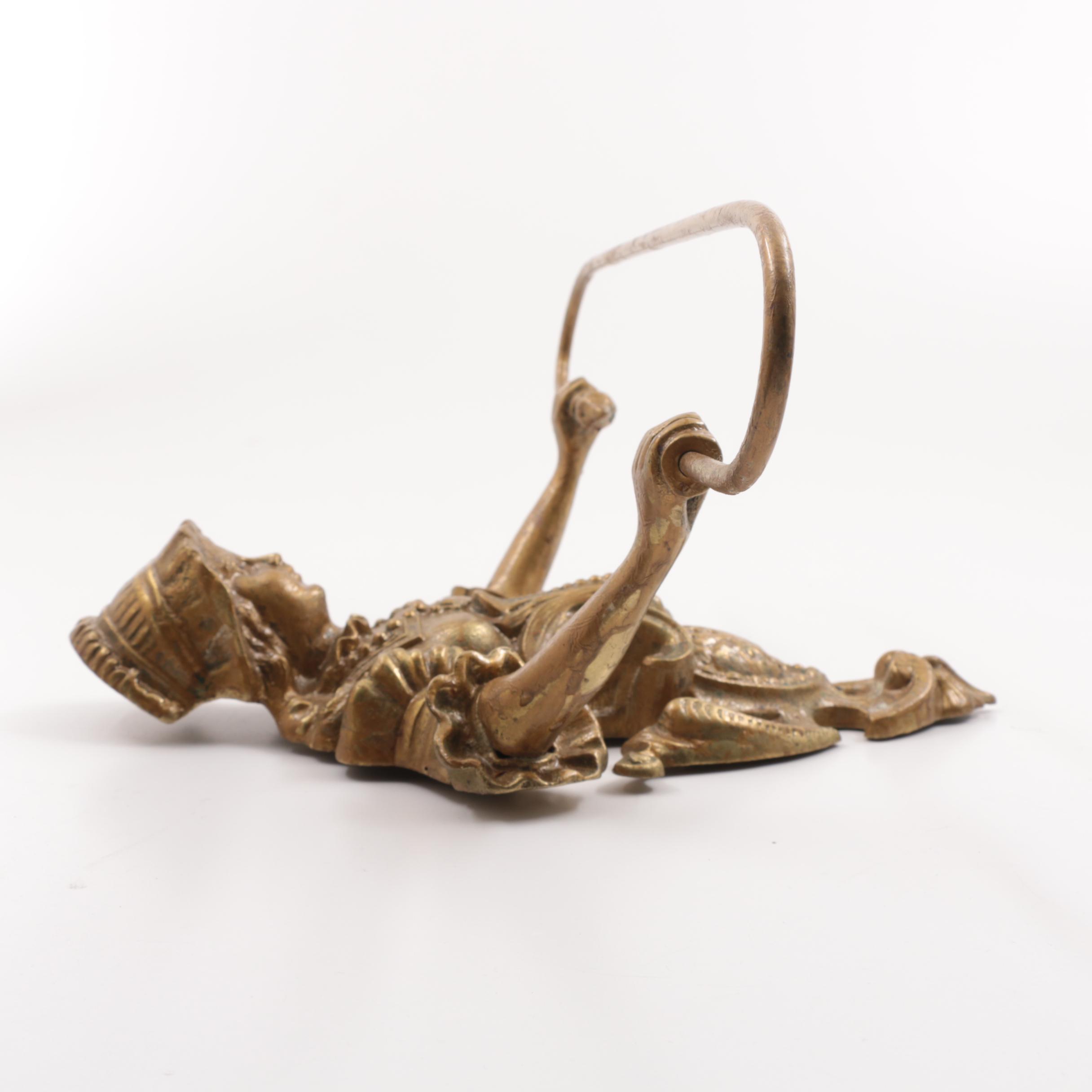 Cast Brass Figural Towel Holder