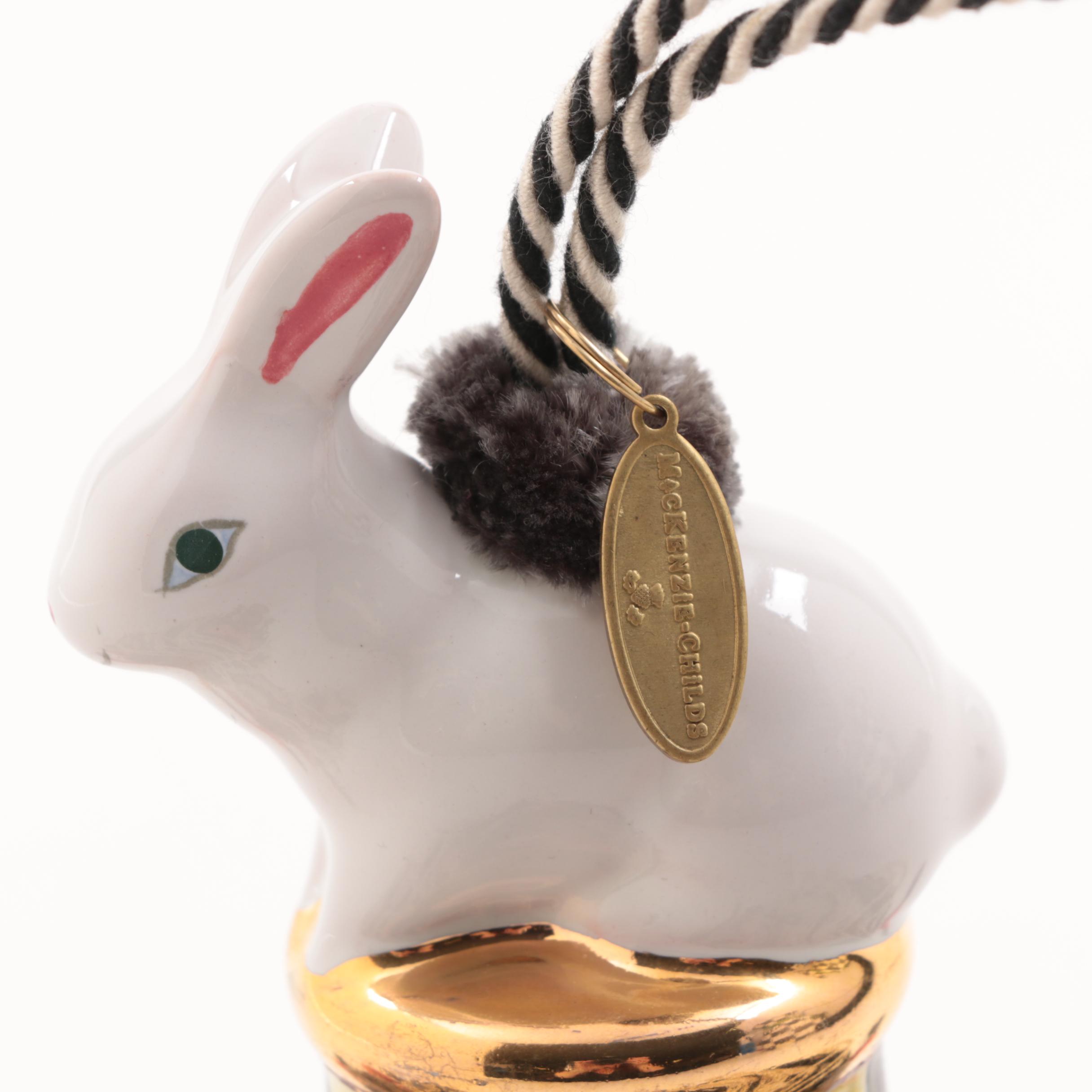 MacKenzie Childs "Courtly Checks" Enamelware Vase and  Bunny Tassel