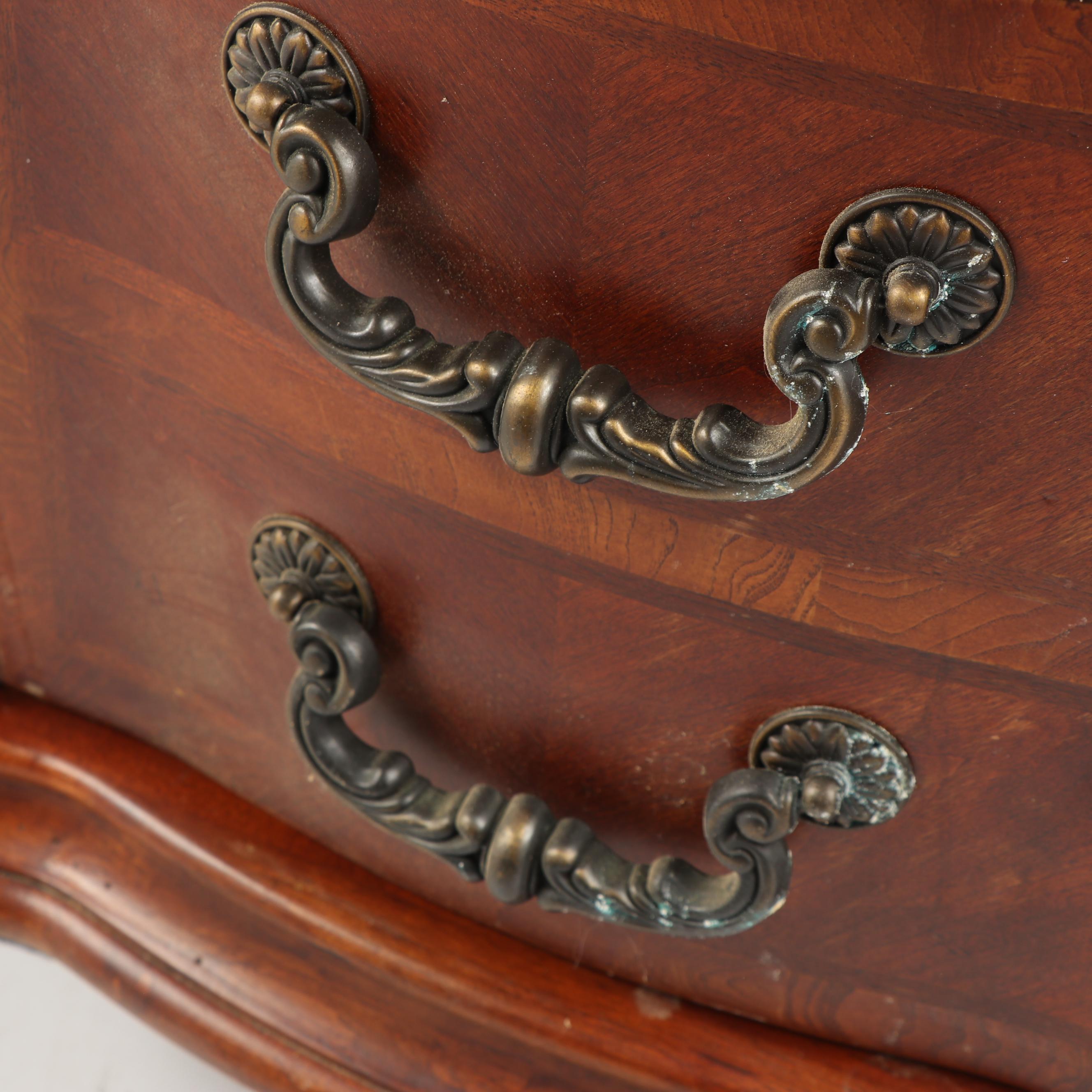 Federal Style Book Match Veneer Executive Desk, Late 20th Century