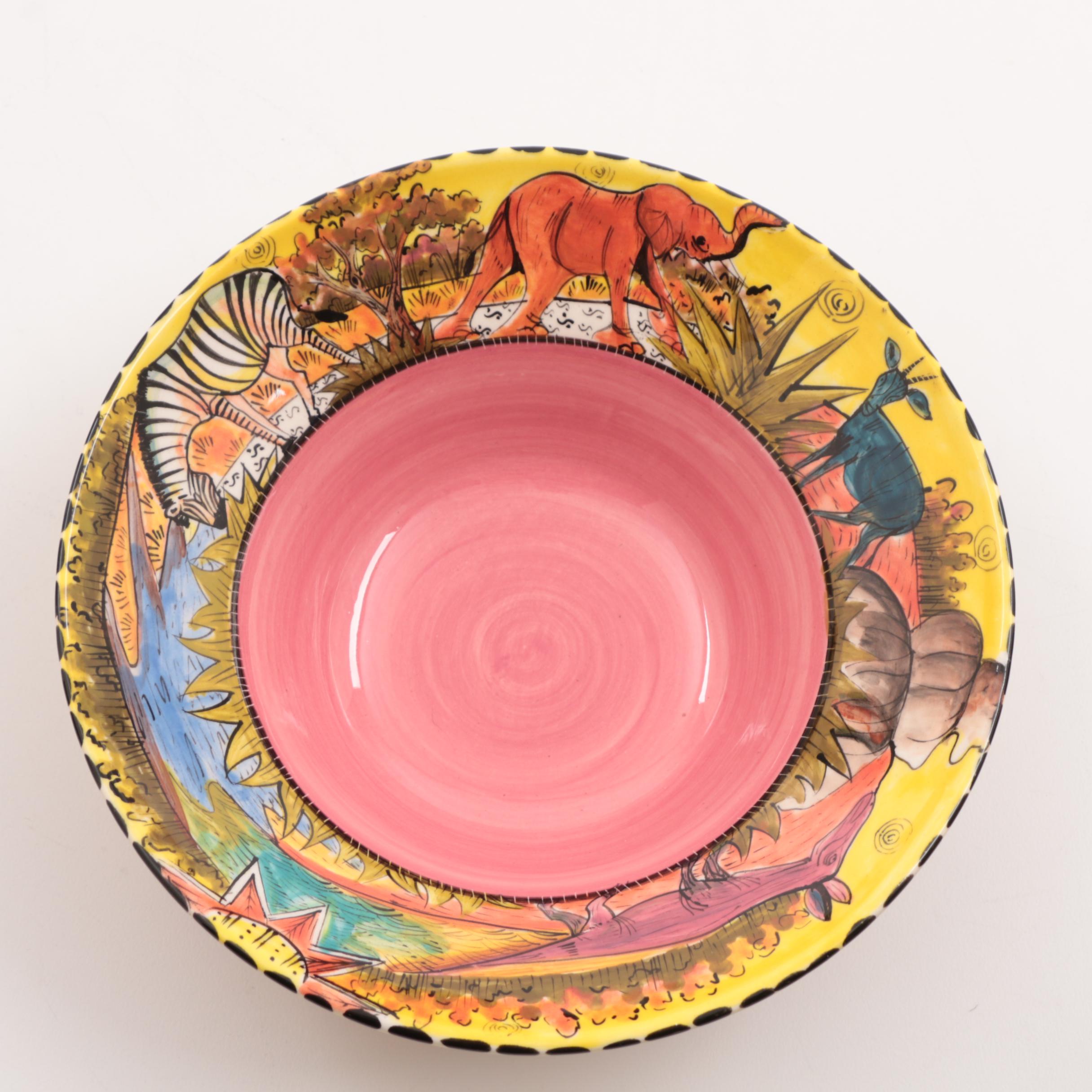 Penzo Zimbabwe Hand-Painted Pottery Goblets and Bowls